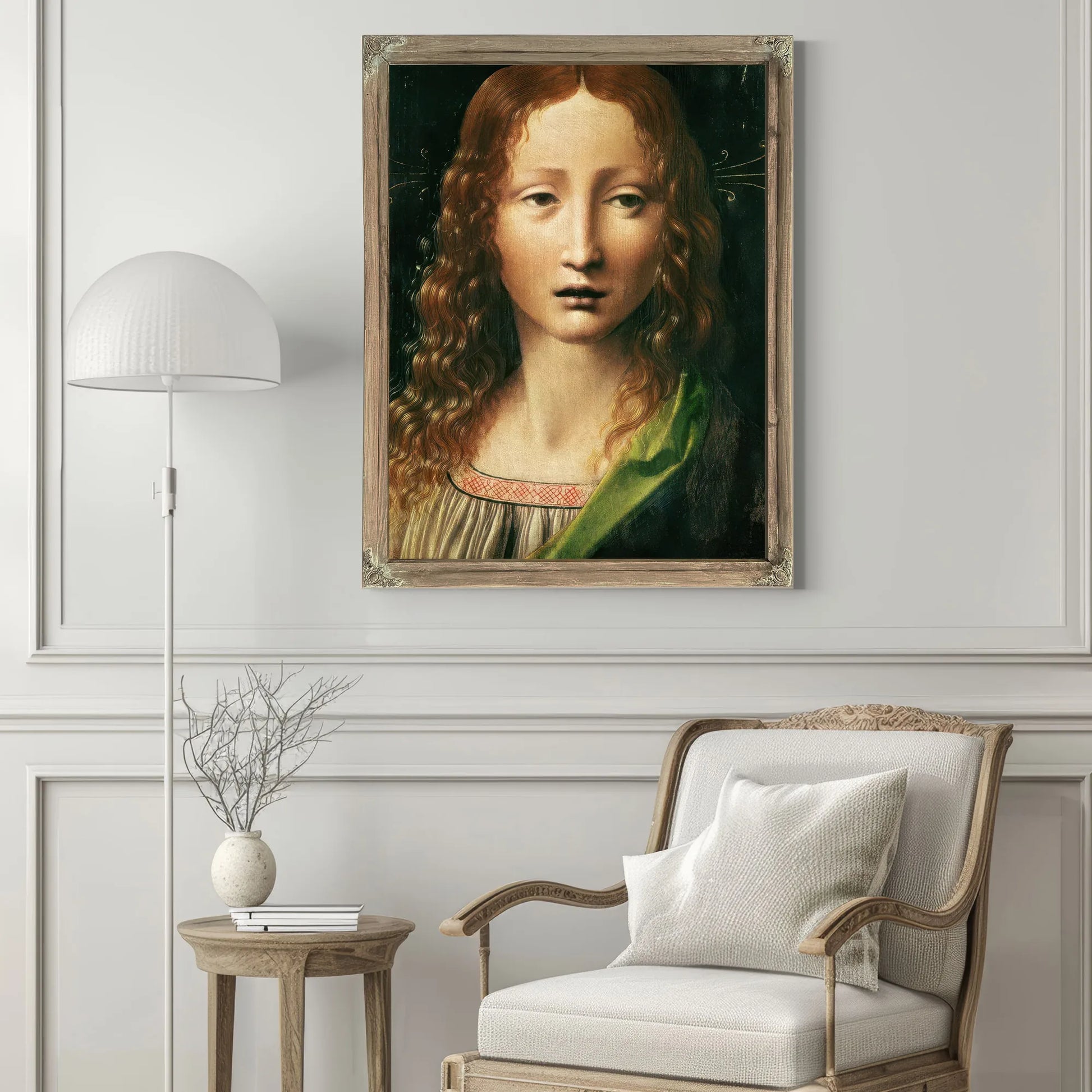 Head Of The Saviour (Oil On Panel) By Leonardo Da Vinci Fine Art Print