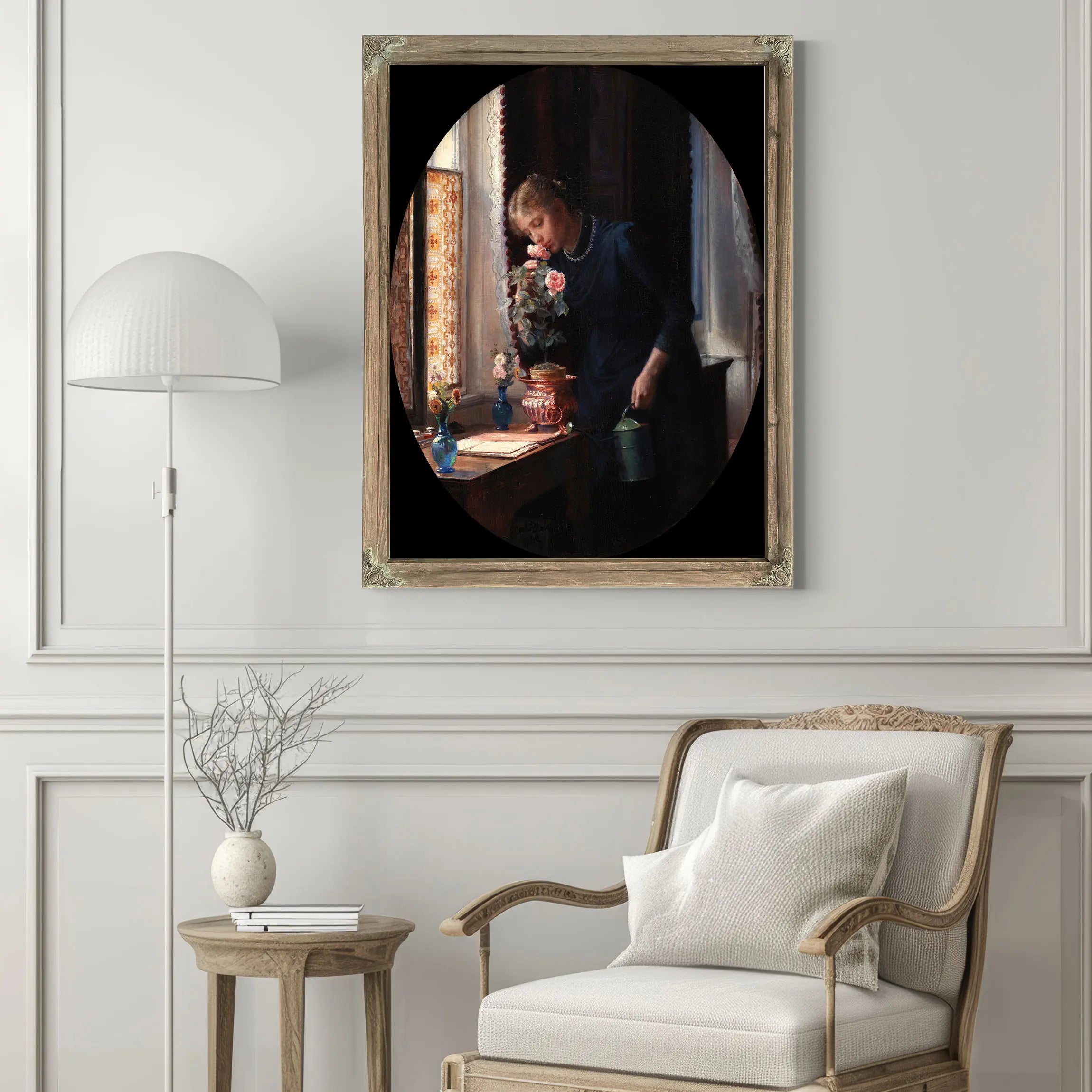 En Ung Pige Der Lugter Til En Rose by Carl Bloch