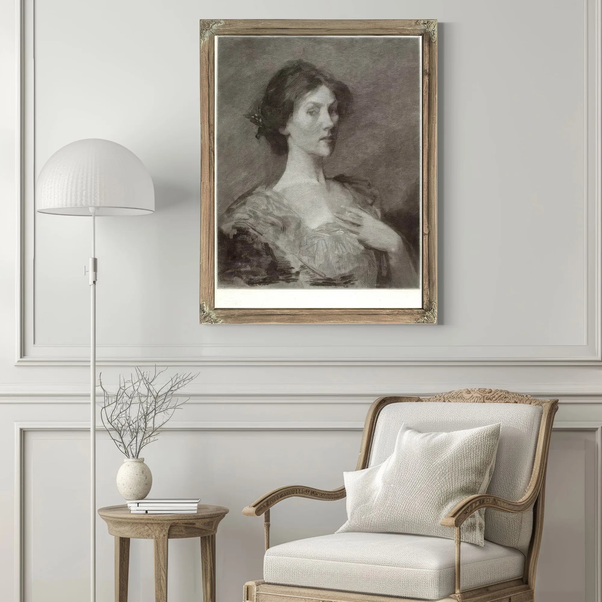 A Head By Thomas Wilmer Dewing Fine Art Print