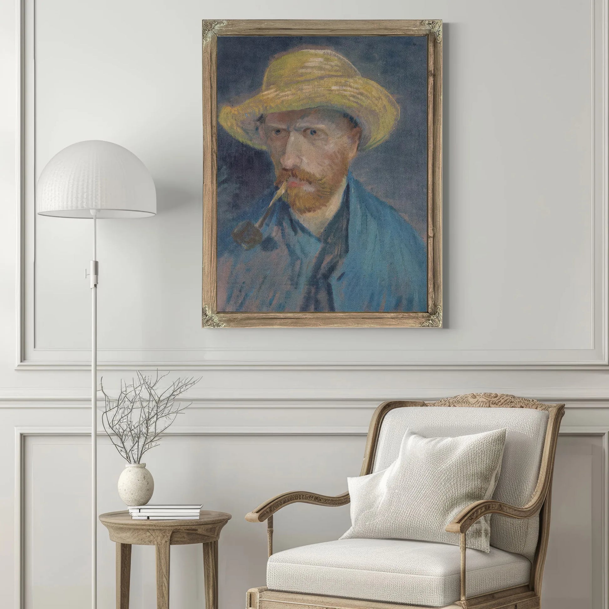 Self Portrait With Straw Hat And Pipe By Vincent Van Gogh Fine Art Print