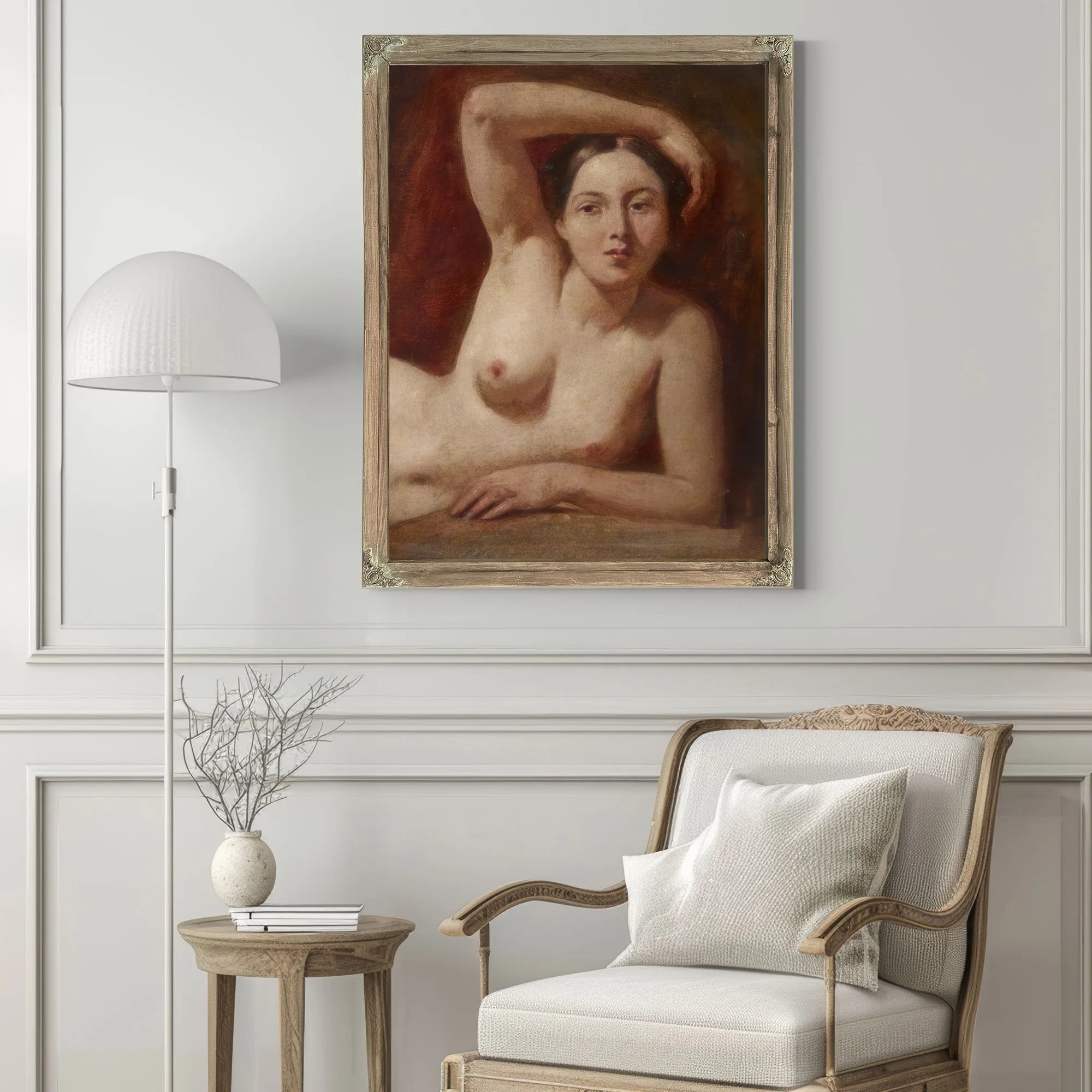 Half Figure Of A Female Nude Reclining By William Etty Fine Art Print