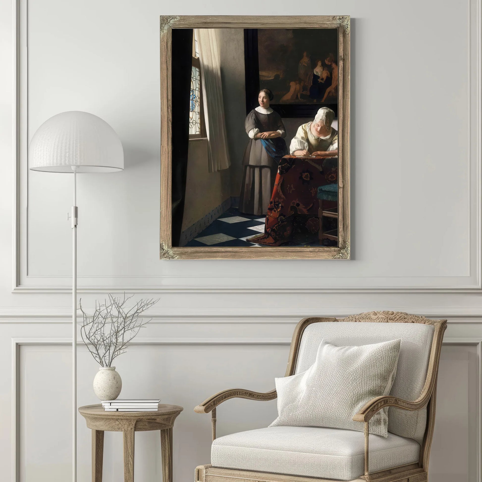 A Woman Writing A Letter With Her Maidservant 1671 By Johannes Vermeer Fine Art Print
