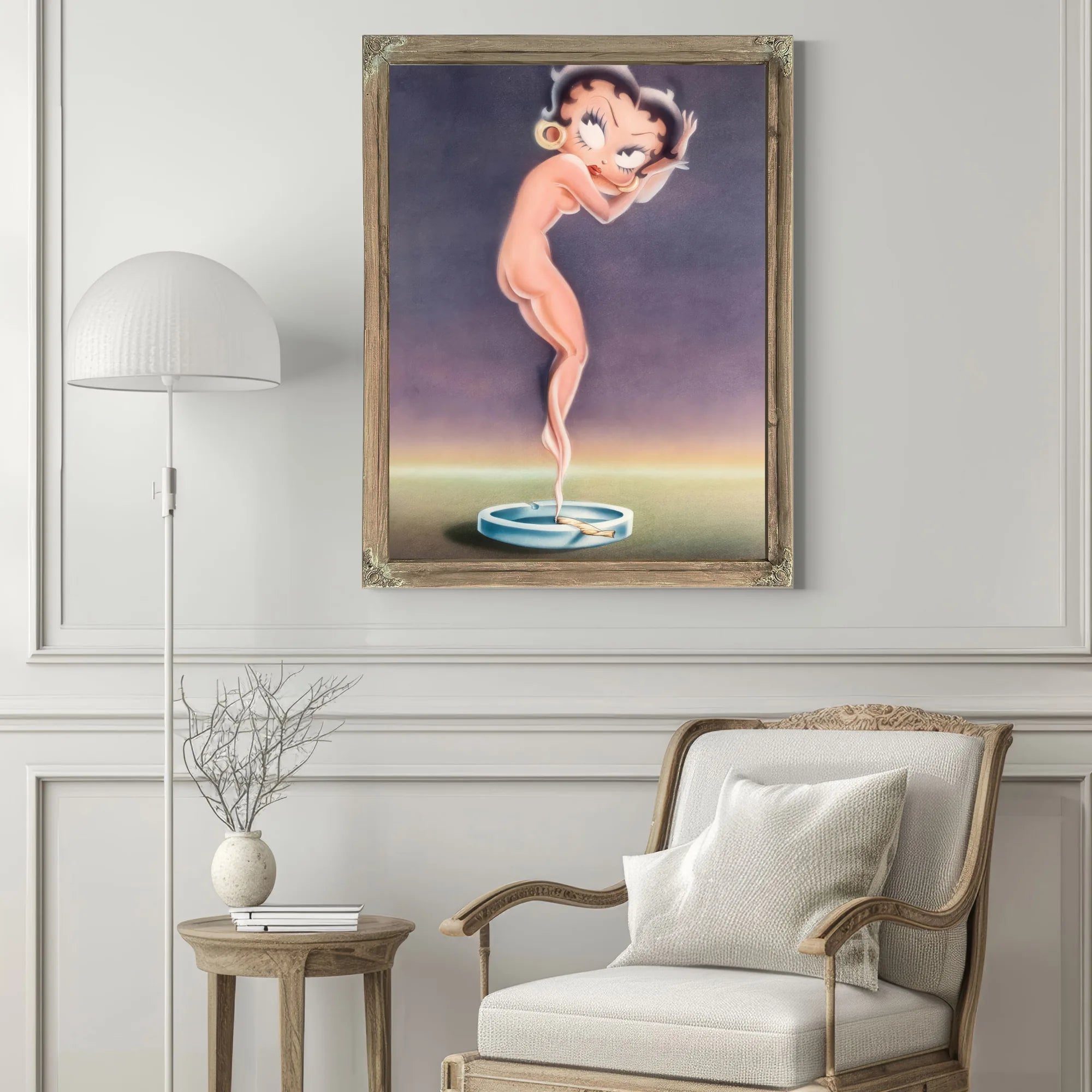 Betty Boop As A Cloud Of Smoke From A Marijuana Cigarette After Icart Circa 1980 By Louis Icart Fine Art Print