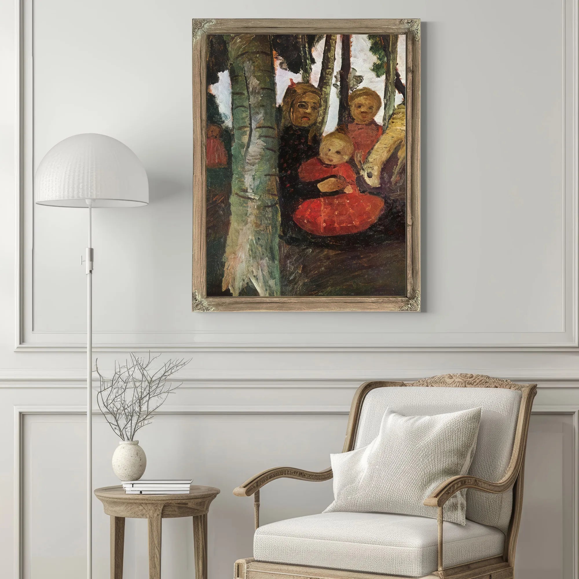 Three Children With Goat In The Birch Forest By Paula Modersohn Becker Fine Art Print