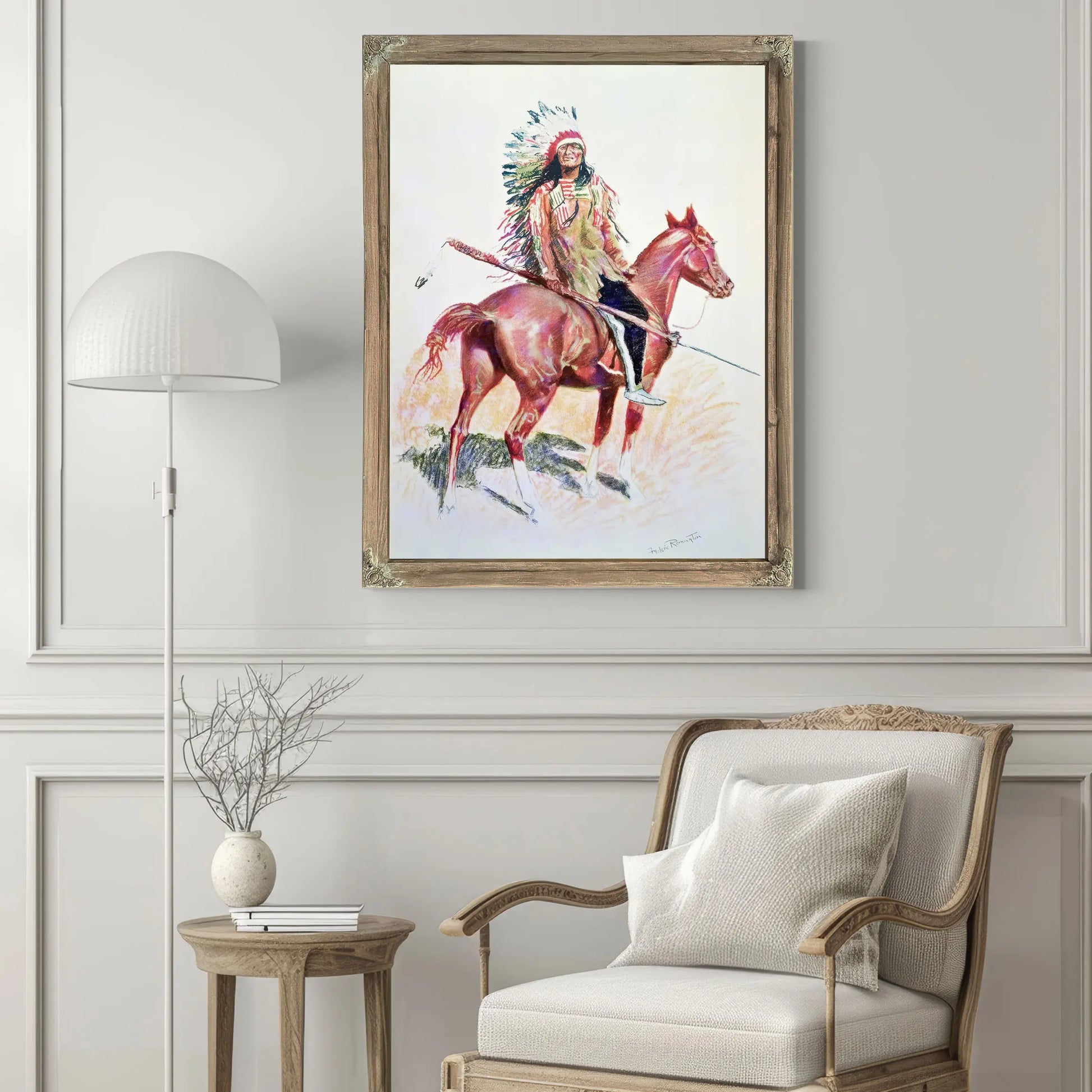 Sioux Chief Colour Litho by Frederic Remington