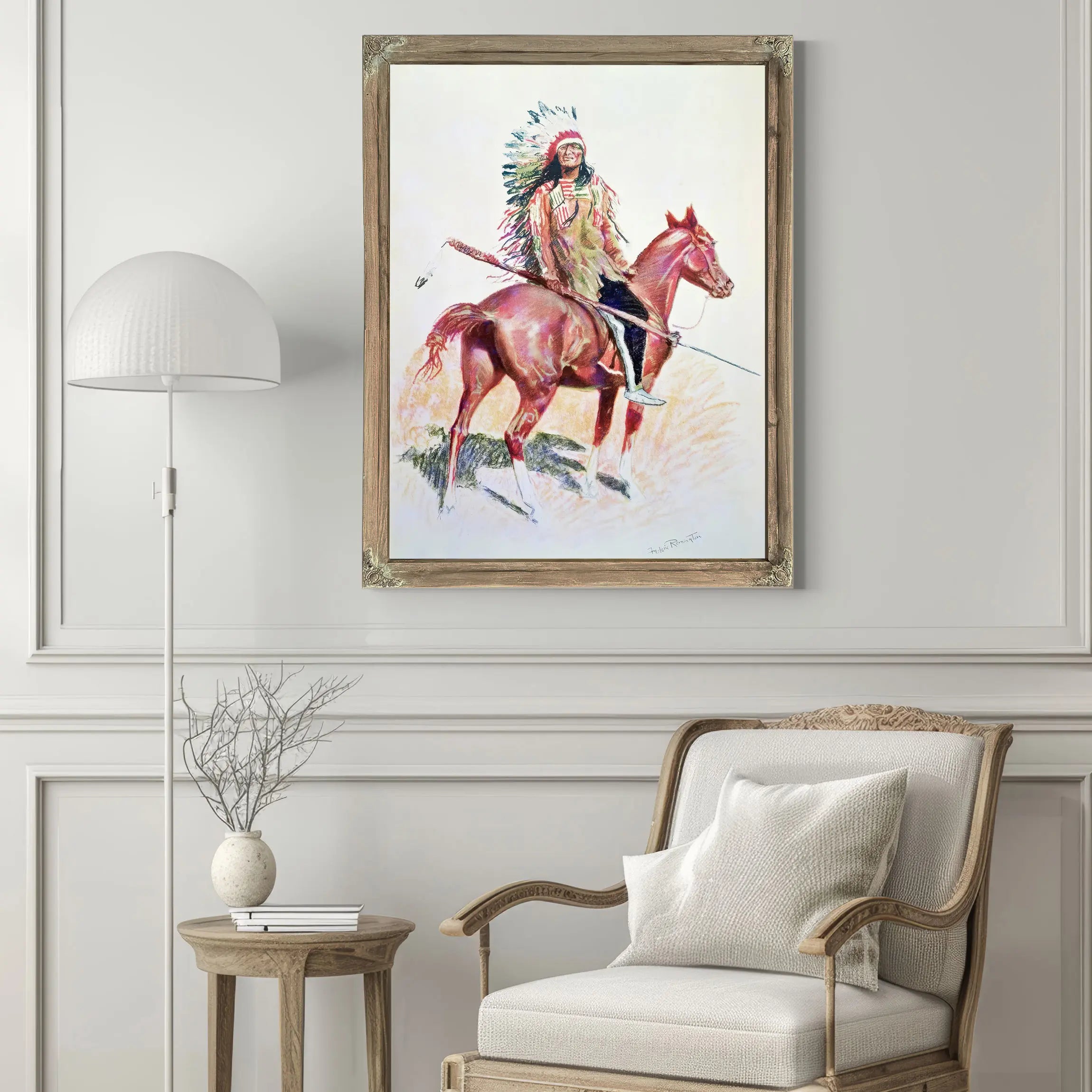 Sioux Chief Colour Litho by Frederic Remington