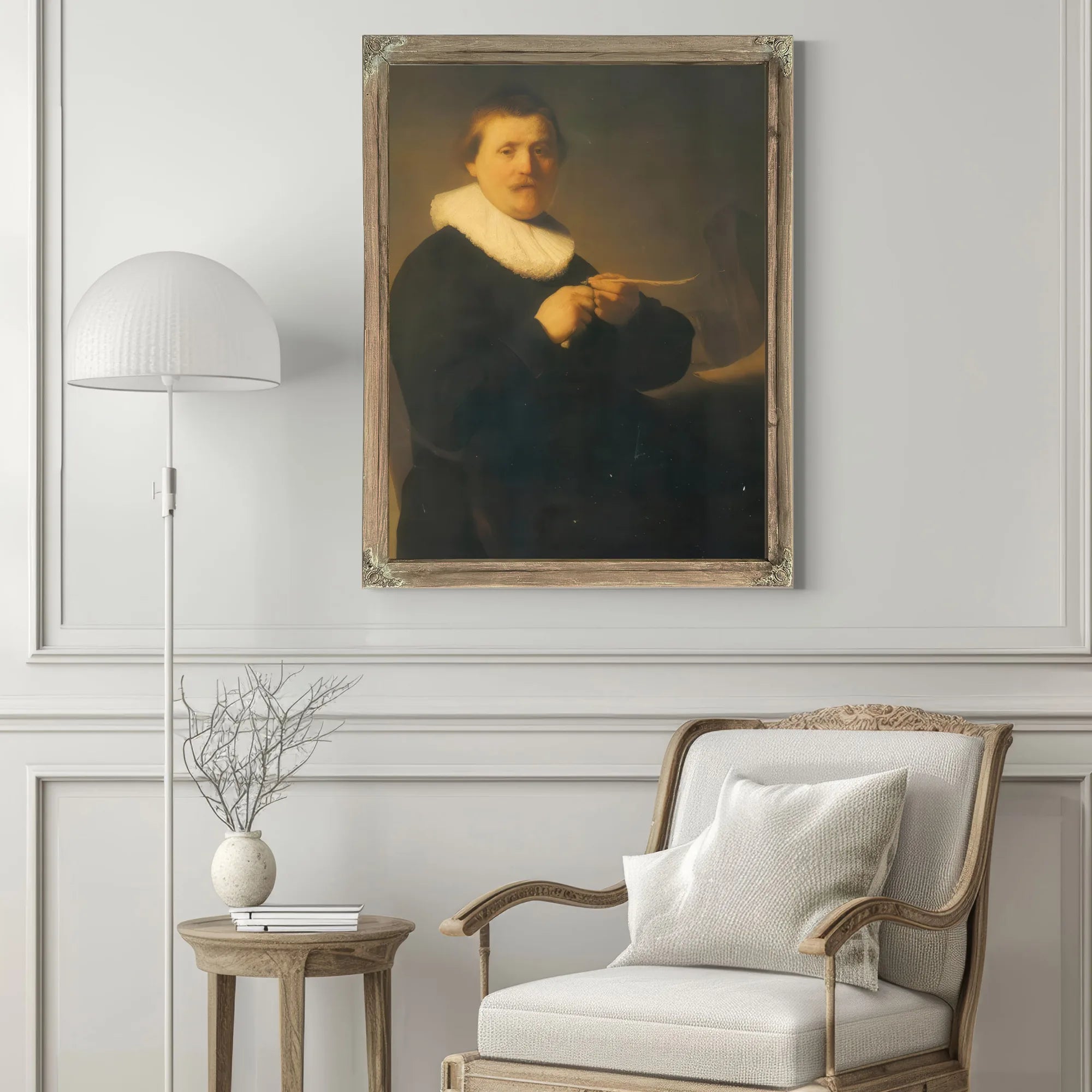 A Man Sharpening A Quill,C By Rembrandt Fine Art Print