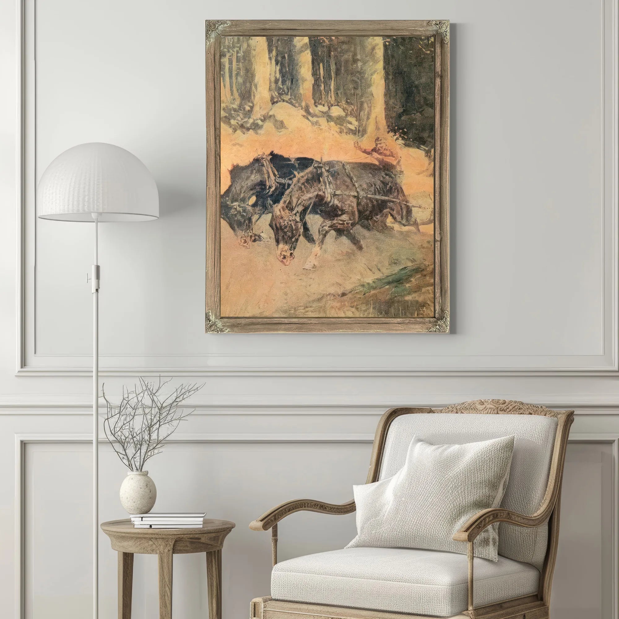 Snaking Logs To The Skidway By Frederic Remington Fine Art Print