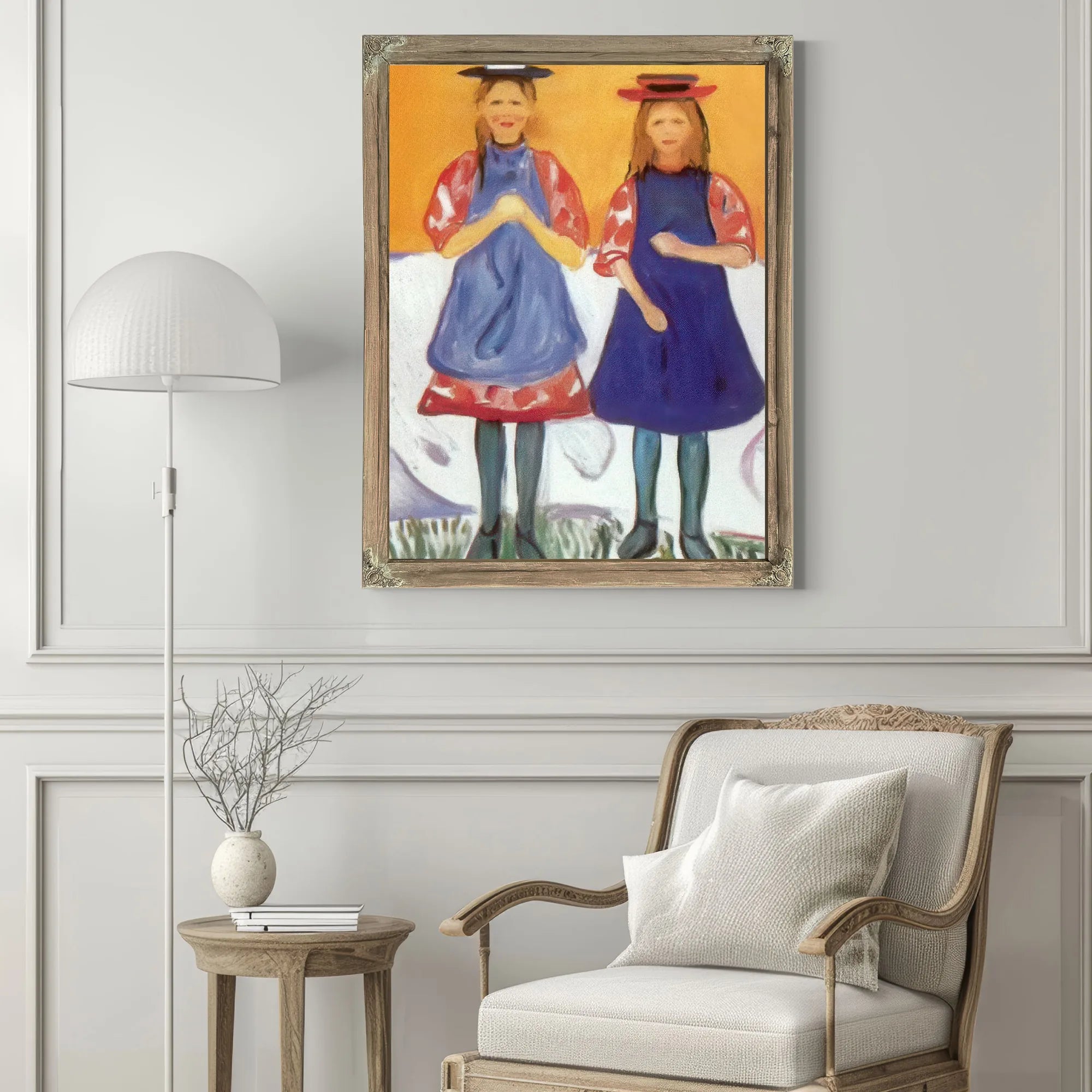 Two Girls In Blue Smocks 190405 By Edvard Munch Fine Art Print