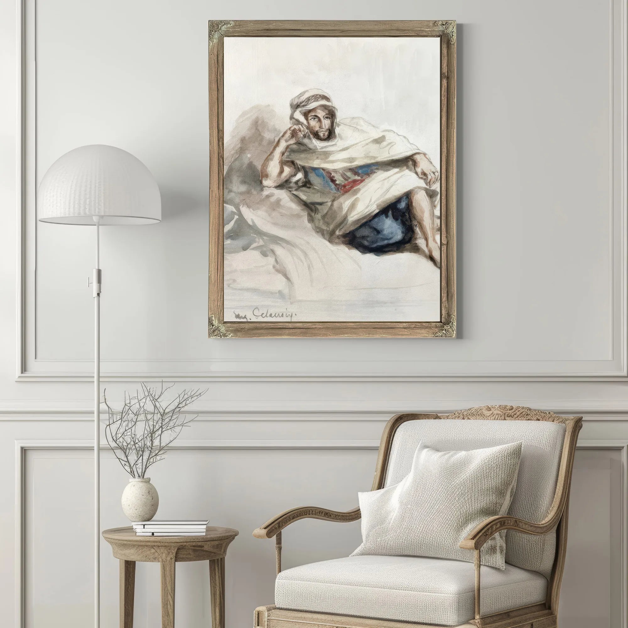 Seated Arab (W C On Paper) By Ferdinand Victor Eugene Delacroix Fine Art Print
