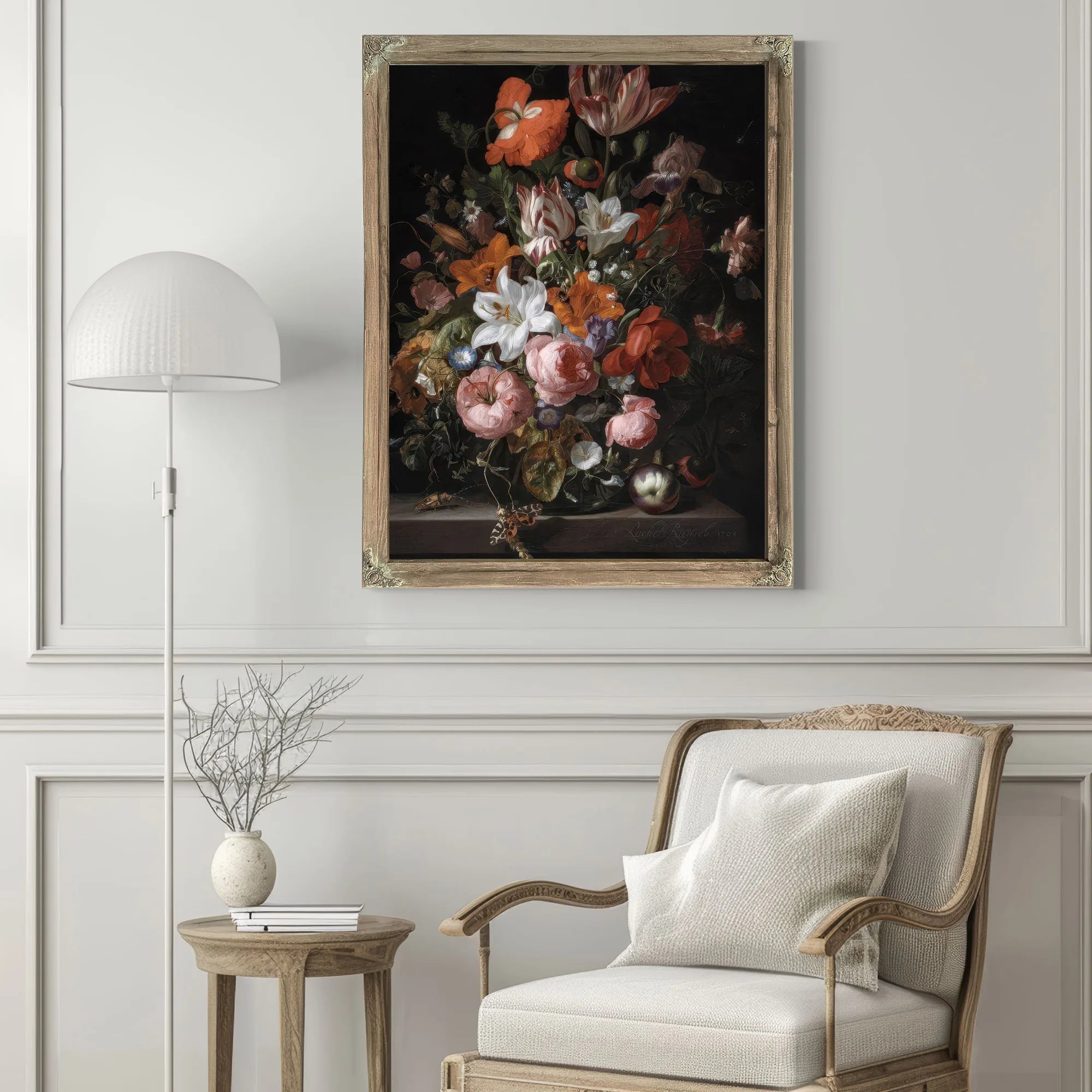 Flowers In A Glass Vase By Rachel Ruysch Fine Art Print