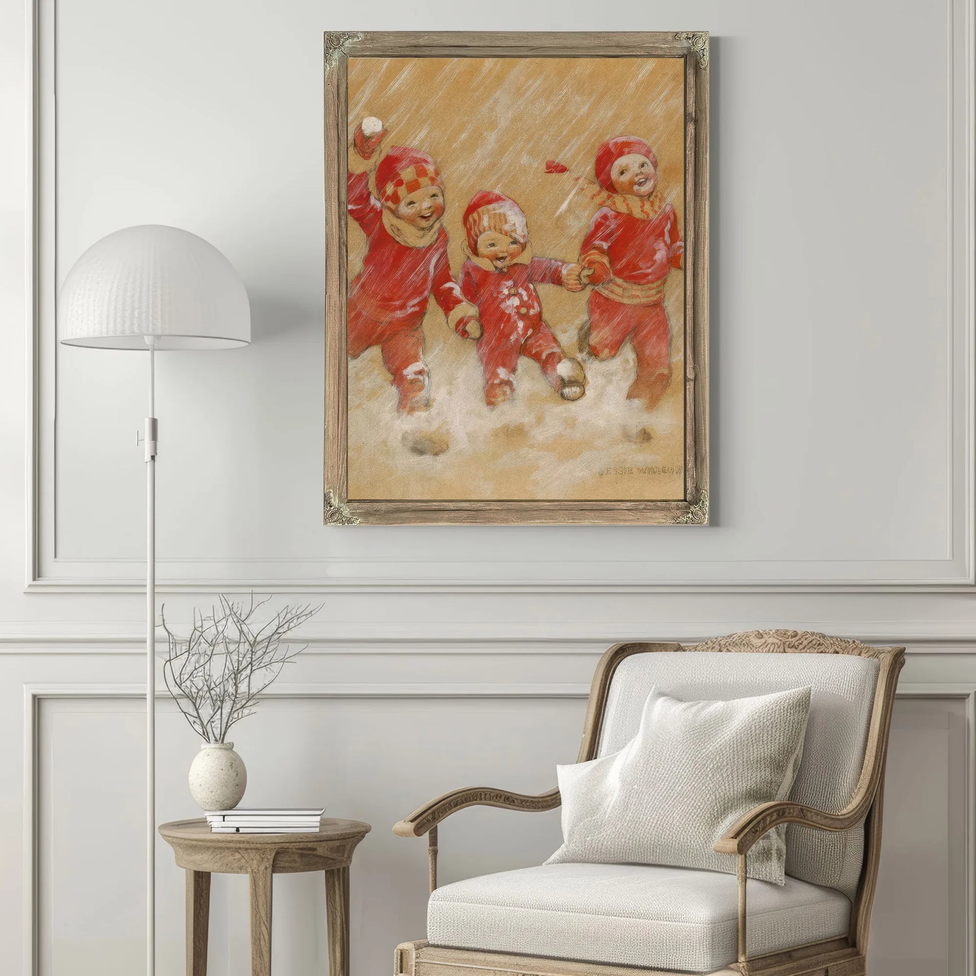 Children Playing In The Snow by Jessie Willcox Smith Fine Art Print