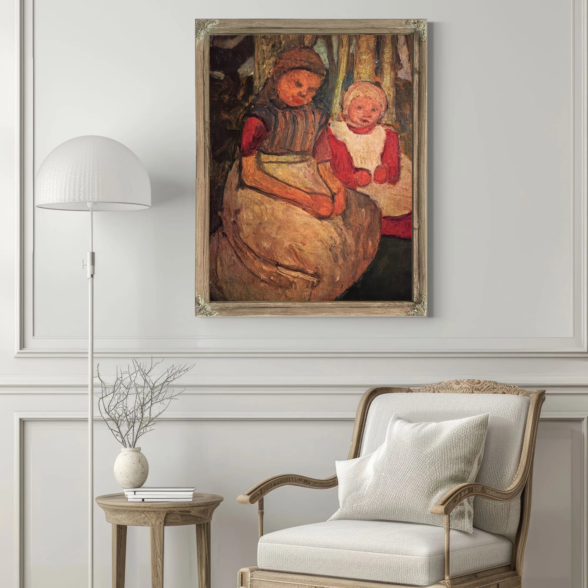 Two Girls Sitting In The Birch Forest By Paula Modersohn Becker Fine Art Print