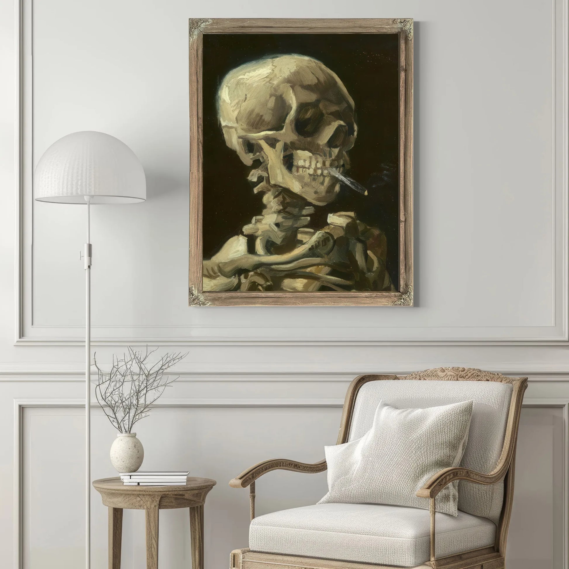 Head Of A Skeleton With A Burning Cigarette By Vincent Van Gogh Fine Art Print