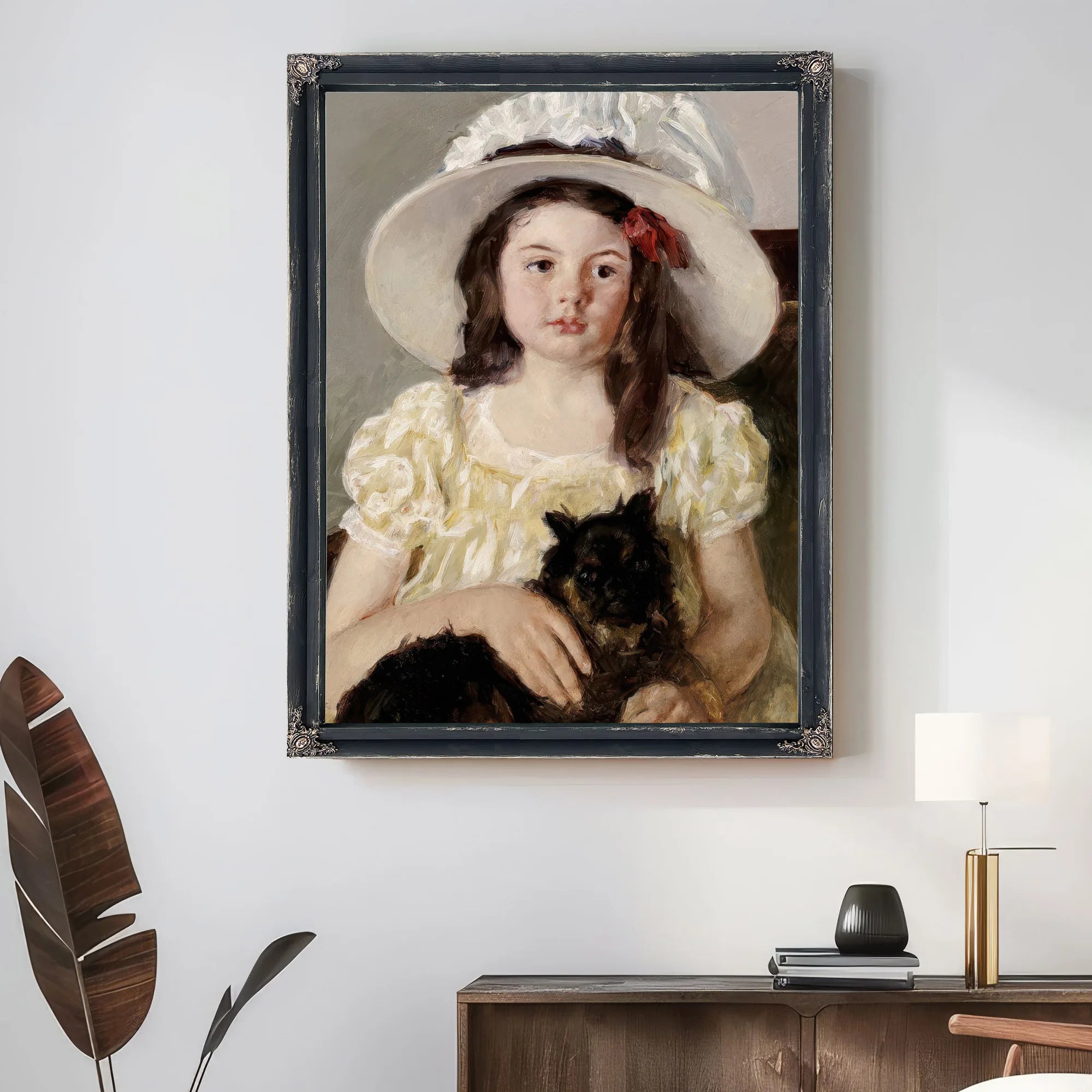 Francoise Holding A Little Black Dog By Mary Cassatt Fine Art Print