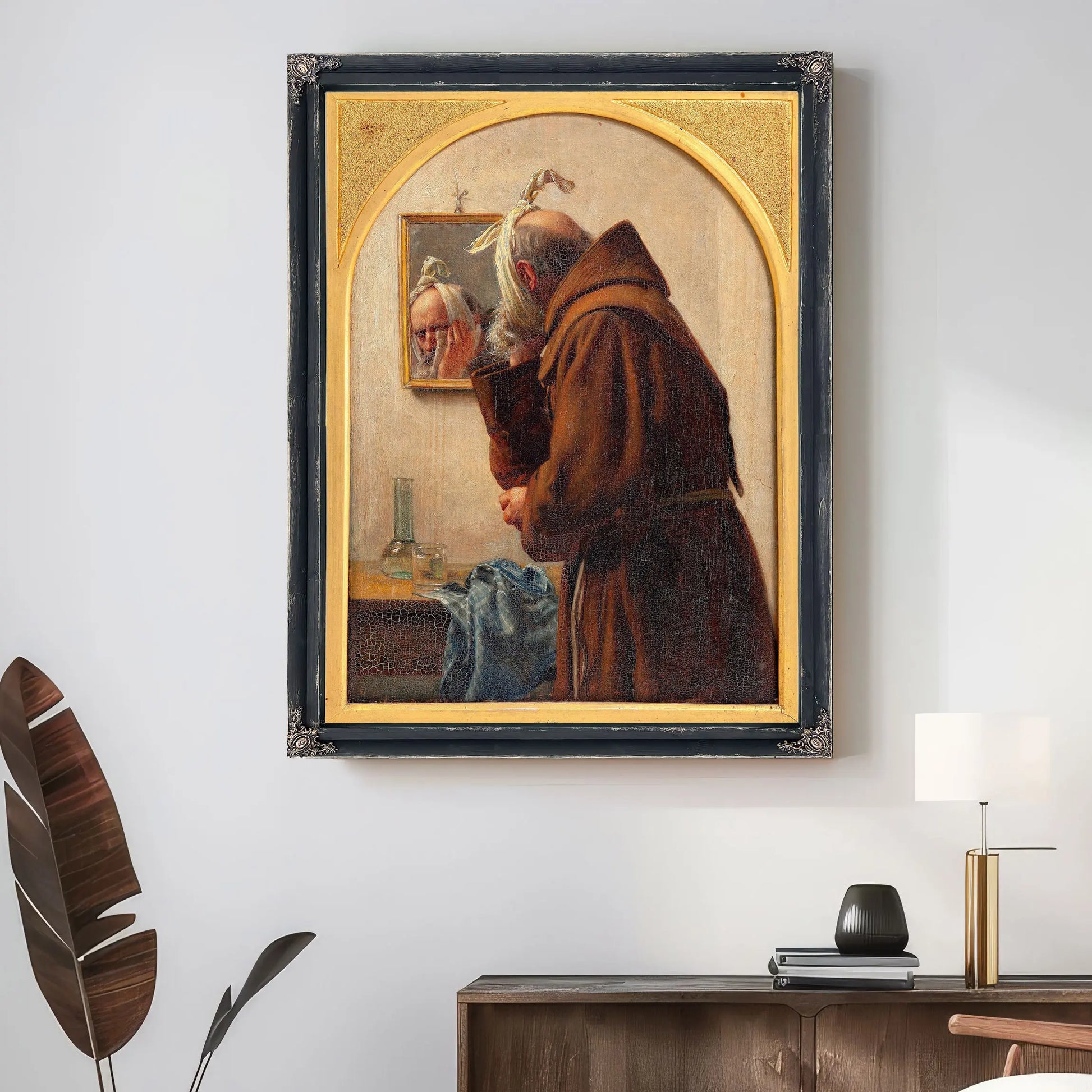 A Monk Examines Himself In A Mirror by Carl Bloch