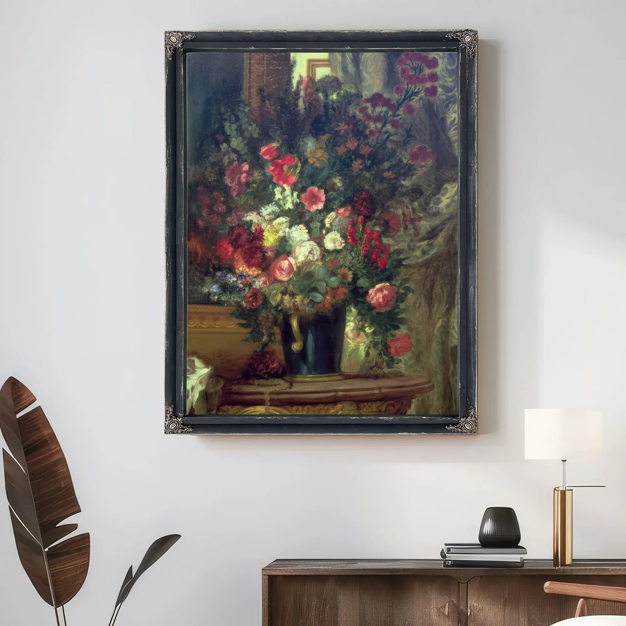 Vase Of Flowers On A Console By Ferdinand Victor Eugene Delacroix Fine Art Print