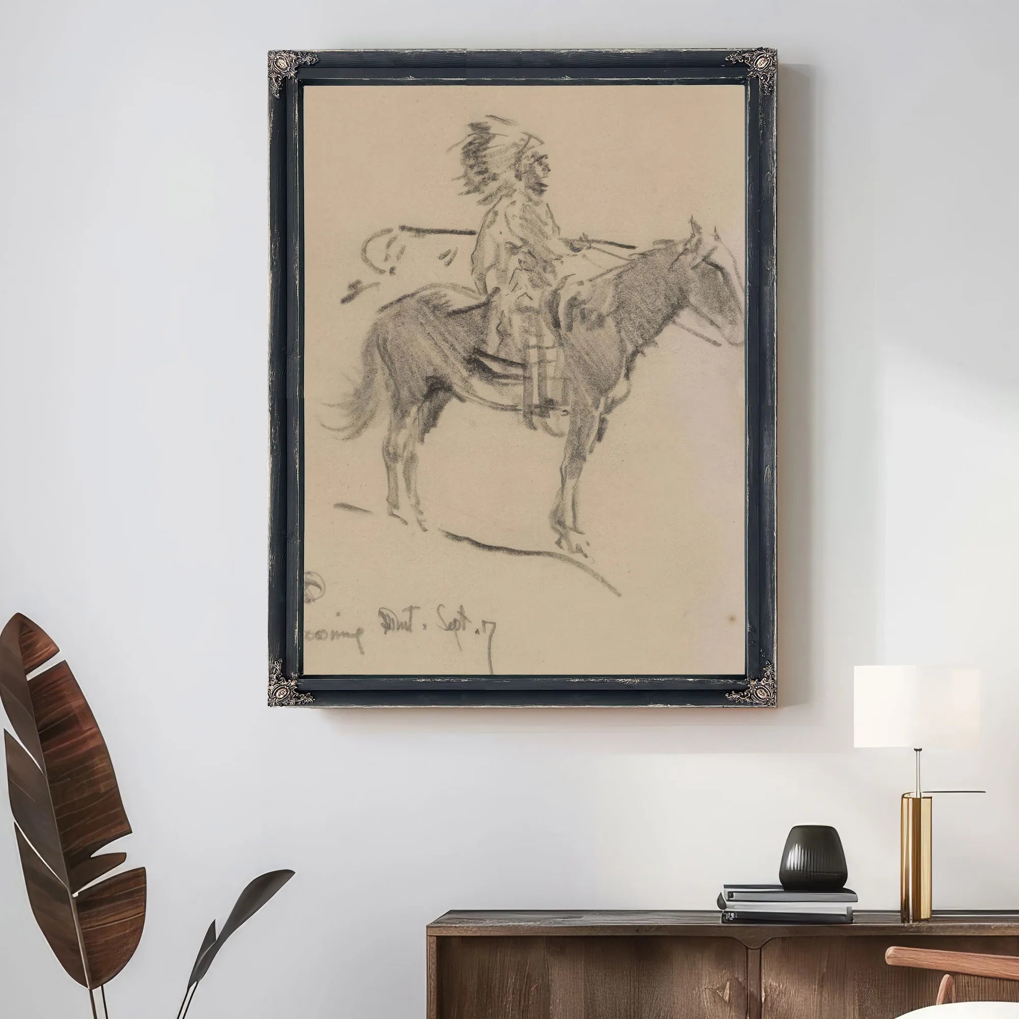 Indian On Horseback , By Maynard Dixon Fine Art Print
