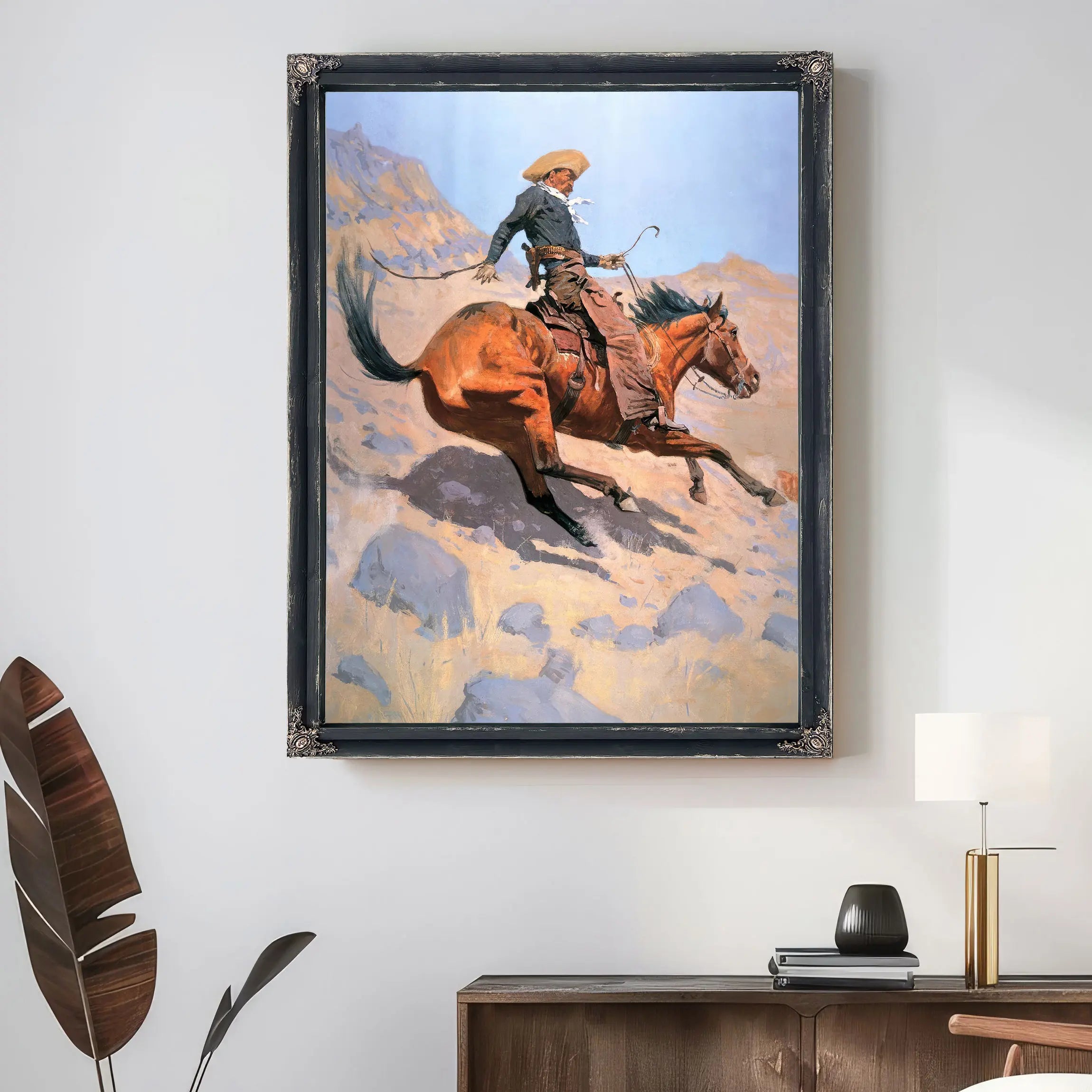 The Cowboy Oil On Canvas by Frederic Remington