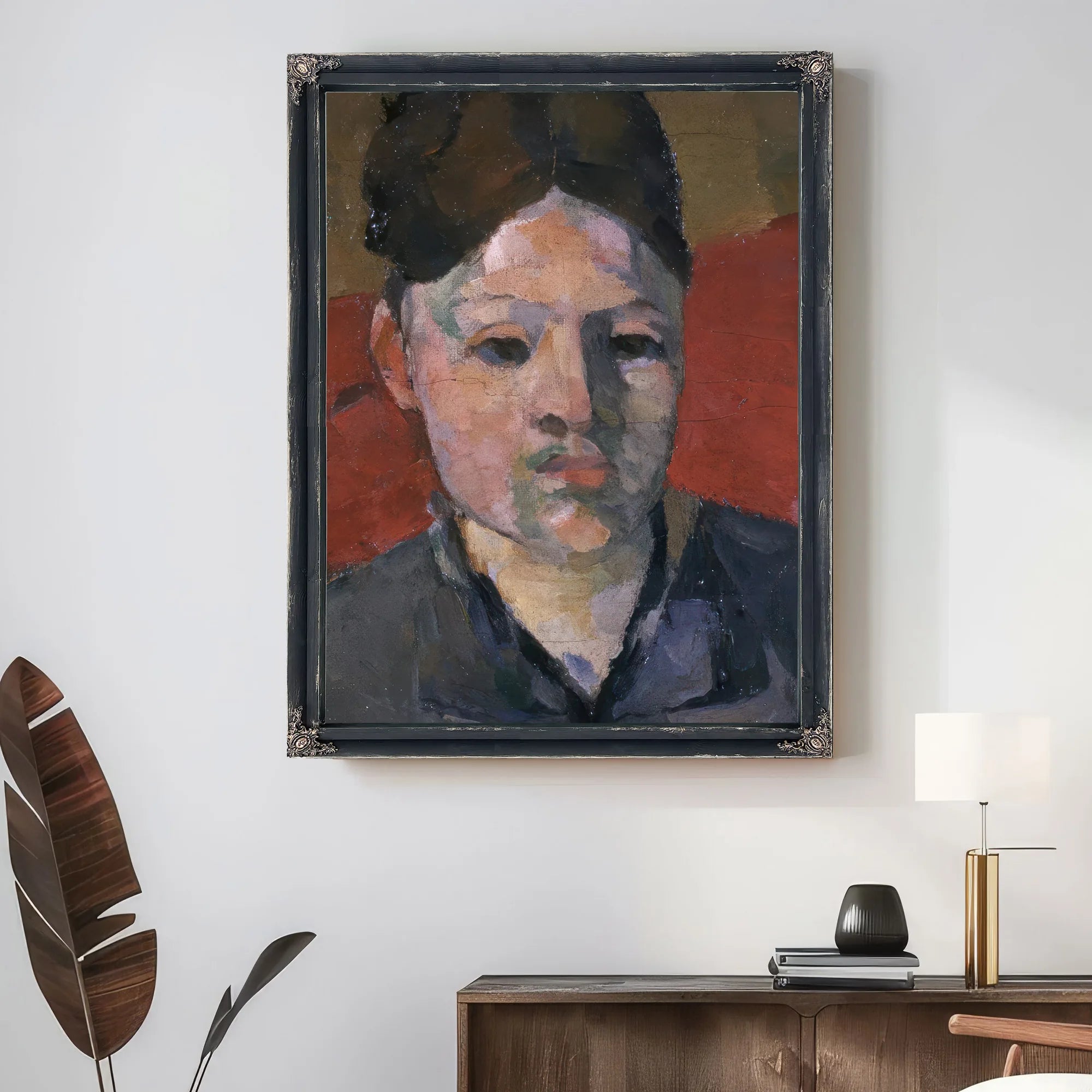 Detail Of Woman's Head From The Artist's Wife In A Red Armchair By Paul Cezanne Fine Art Print