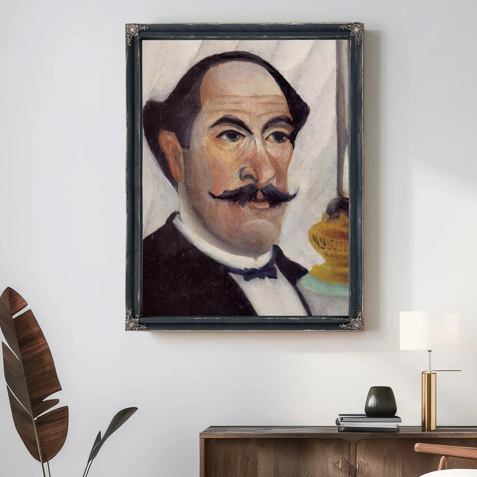 Self Portrait Of The Artist With A Lamp By Henri Rousseau Fine Art Print