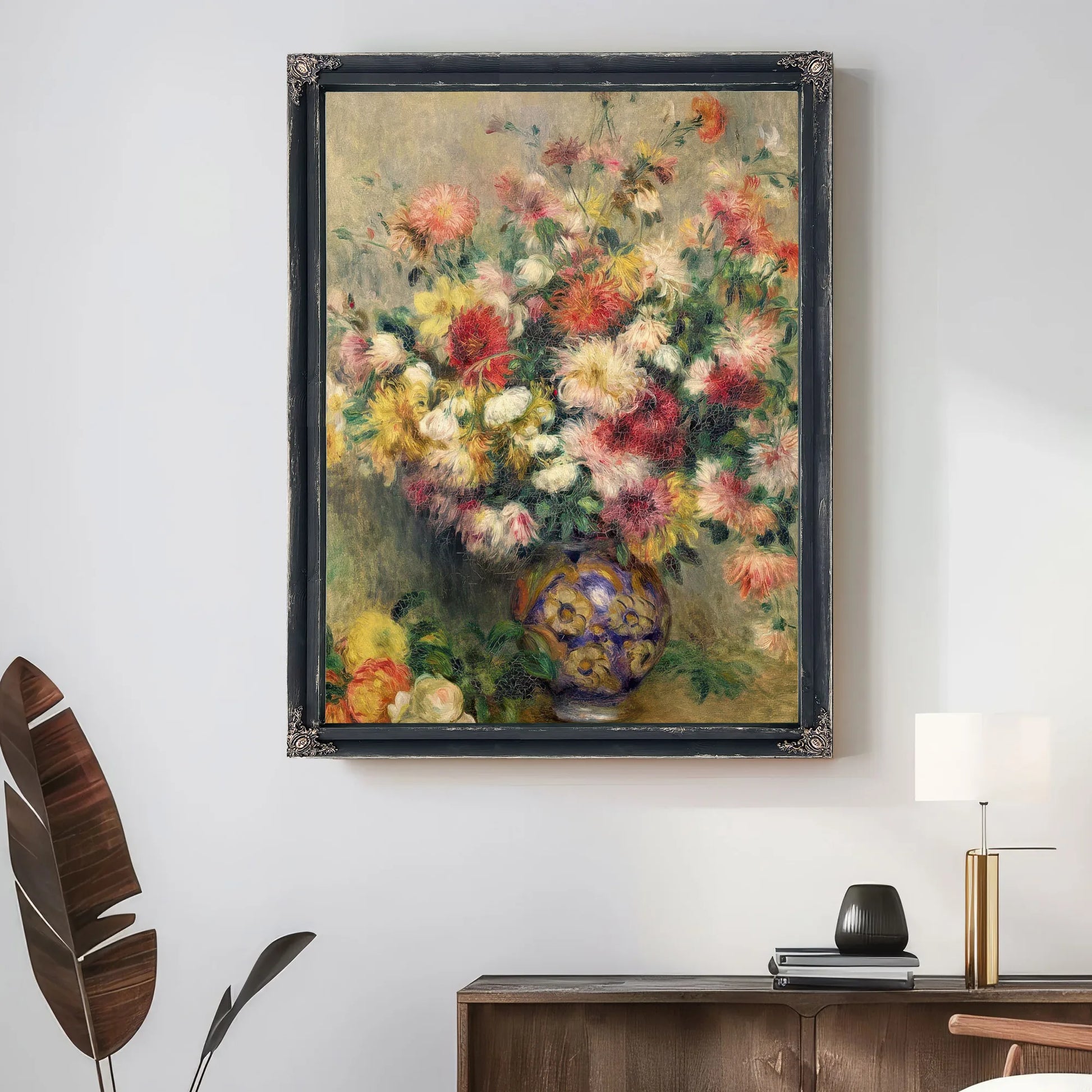 Vase Of Chrysanthemums By Pierre Auguste Renoir Fine Art Print