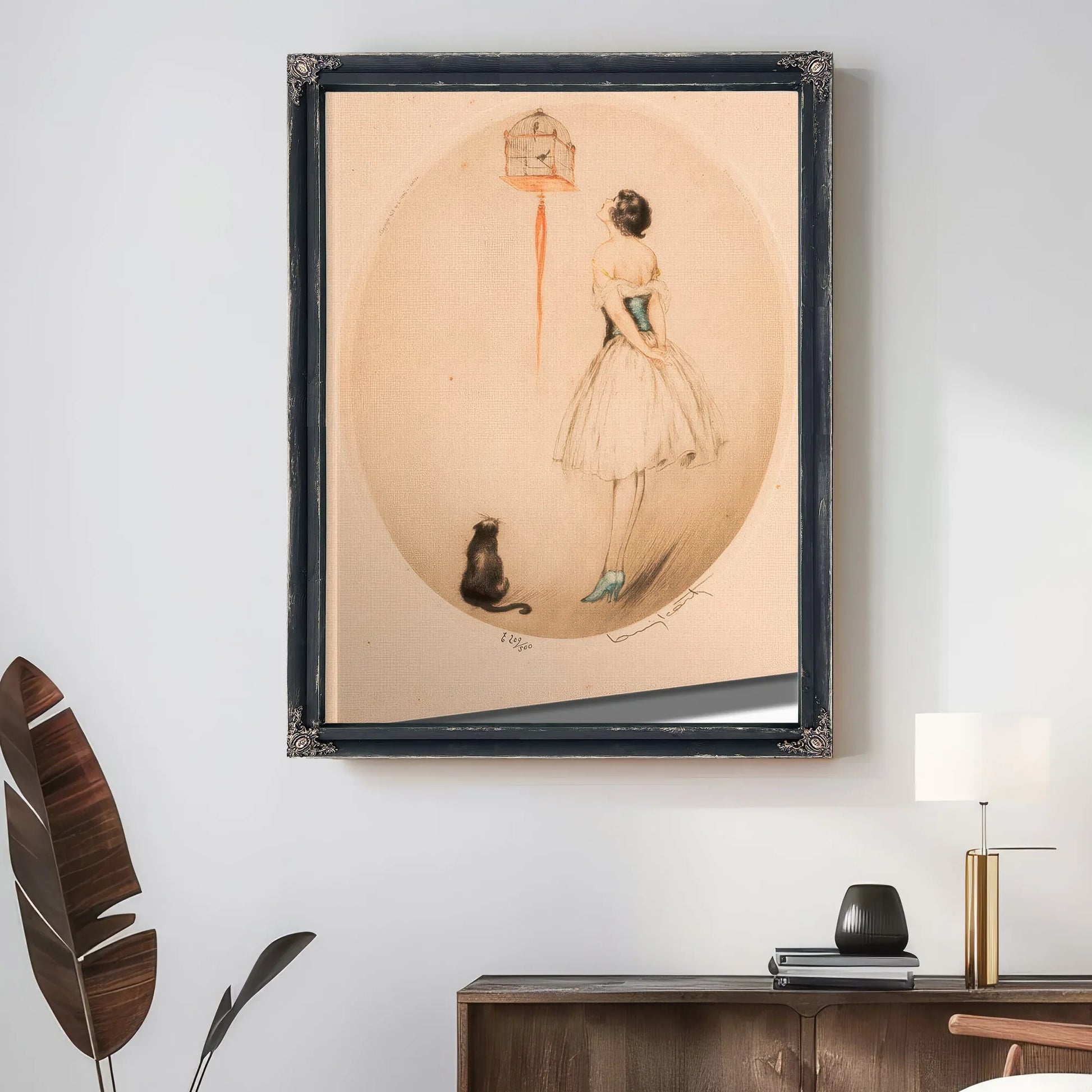 Perroquet Bleu And La Cage Rouge Two Works 1928 By Louis Icart Fine Art Print