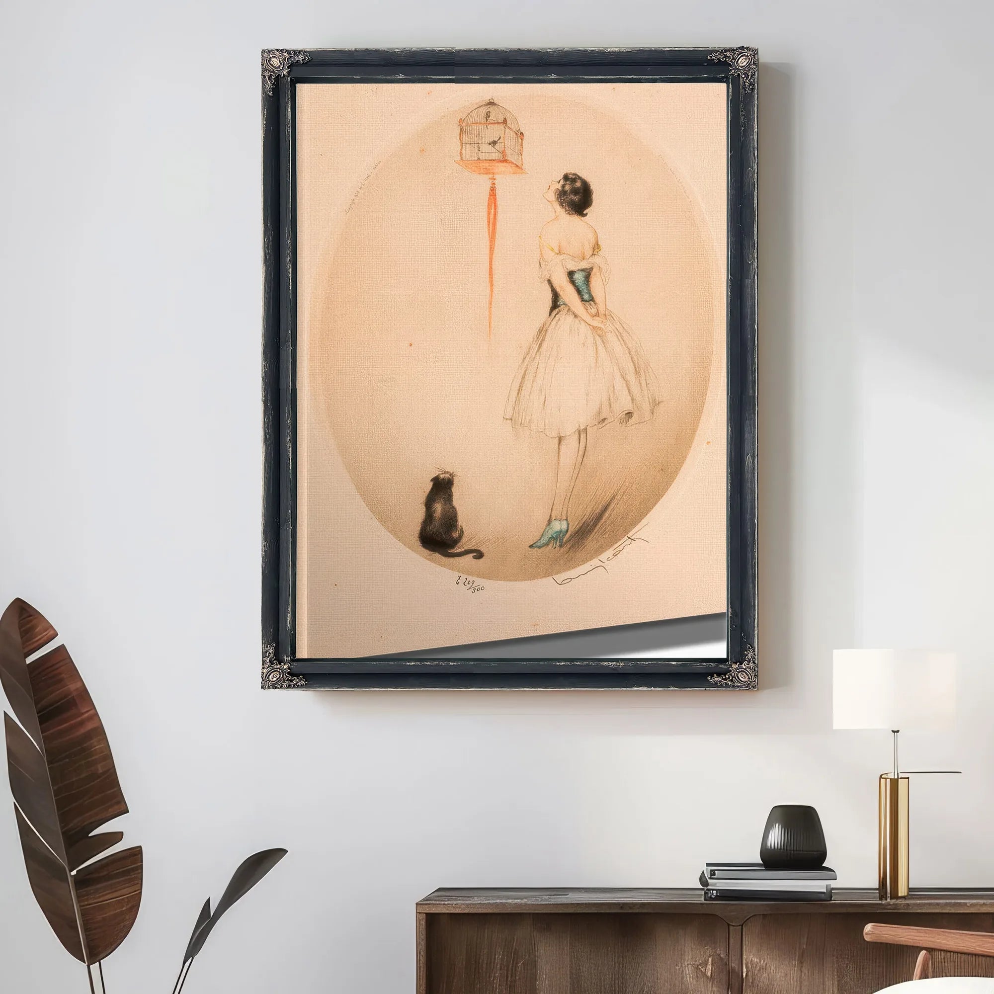 Perroquet Bleu And La Cage Rouge Two Works 1928 By Louis Icart Fine Art Print