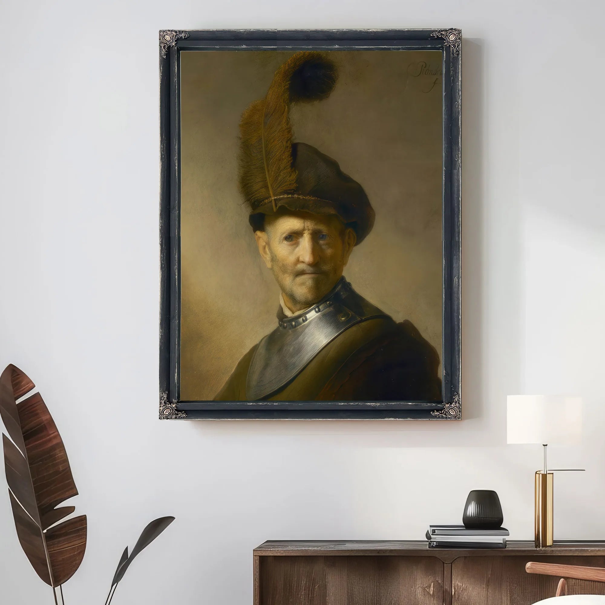 An Old Man In Military Costume By Rembrandt Fine Art Print