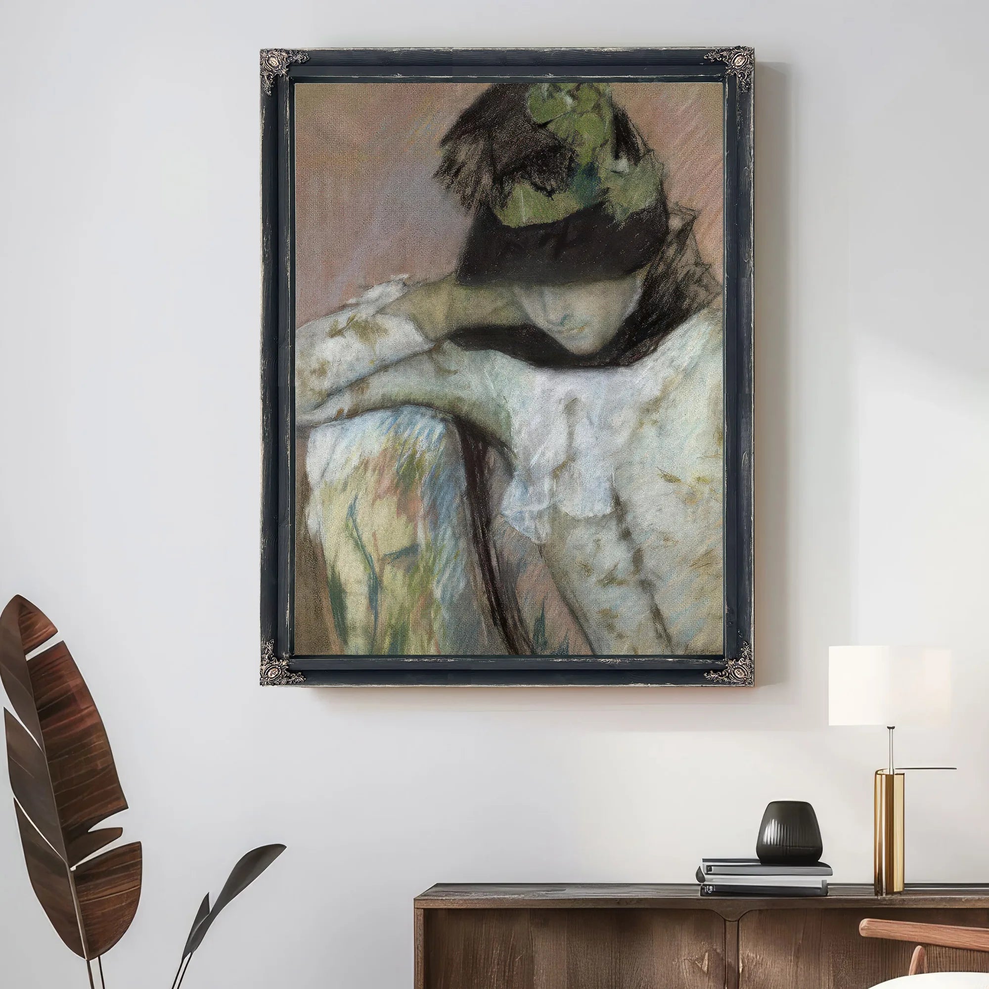 Young Woman In A Black And Green Bonnet, Looking Down By Mary Cassatt Fine Art Print