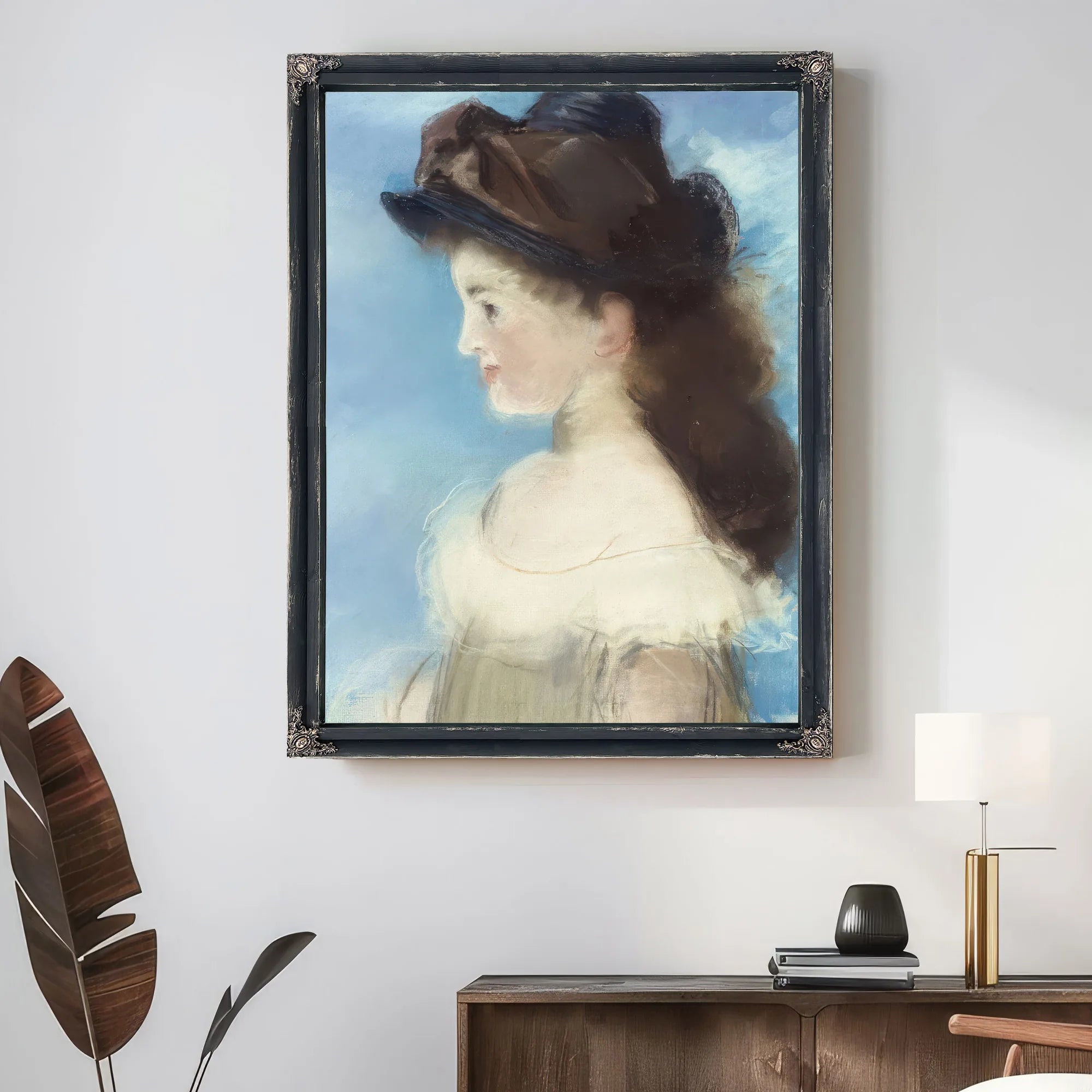 Portrait Of Mademoiselle Hecht Wearing A Hat, Seen In Profile By Edouard Manet Fine Art Print
