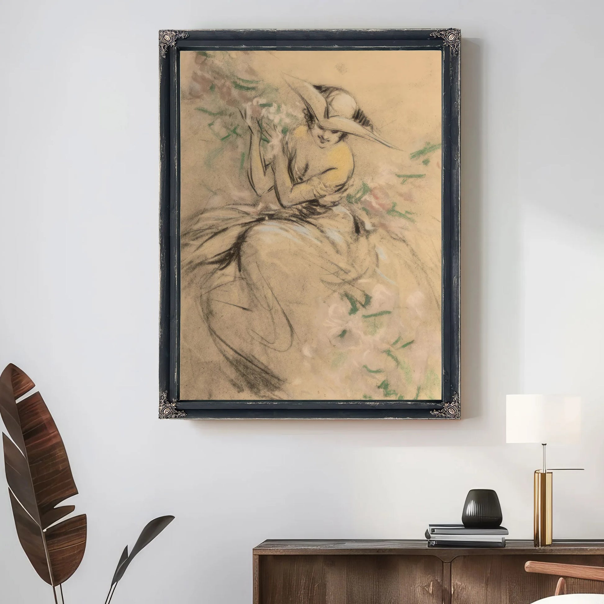 Lady In Flower Garden By Louis Icart Fine Art Print
