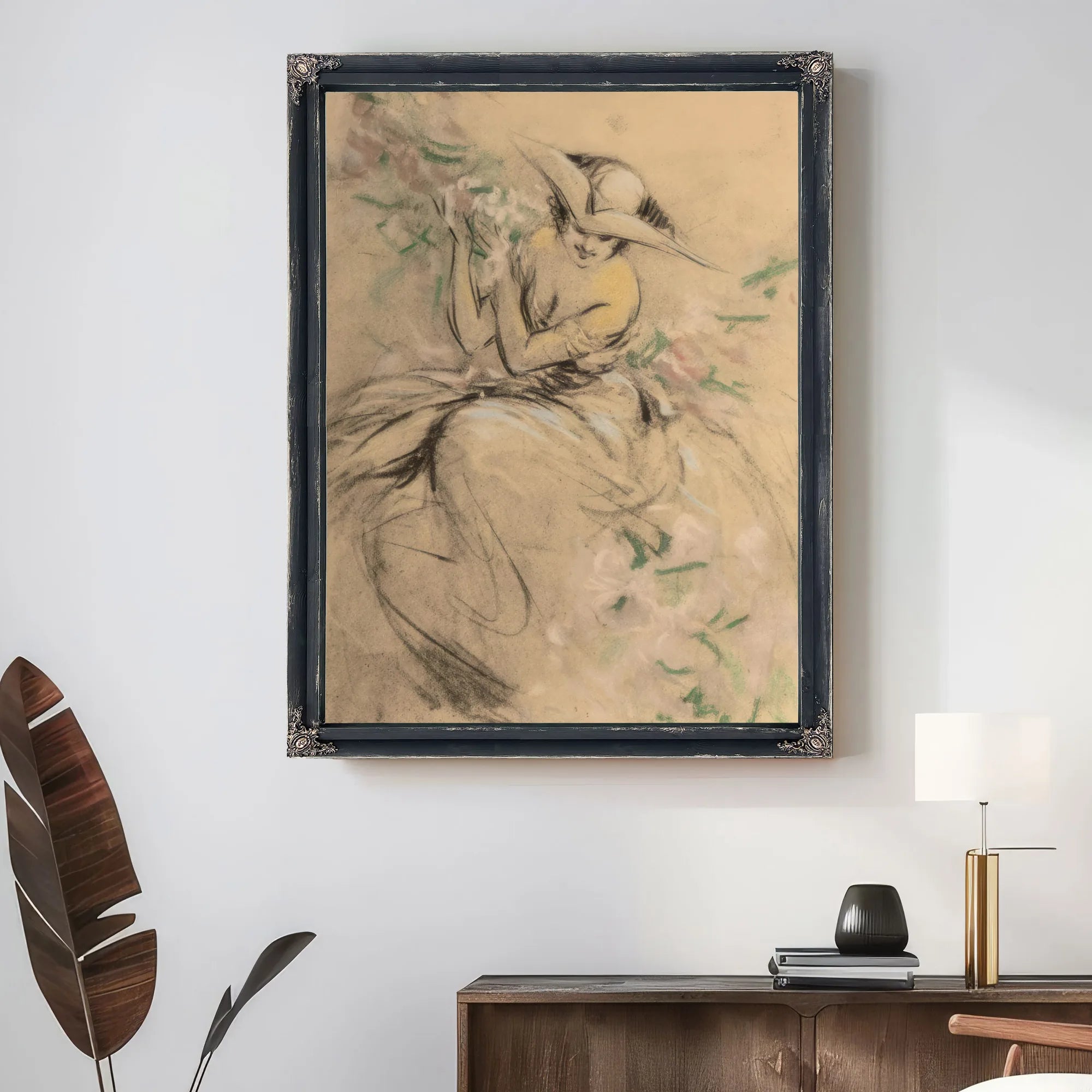 Lady In Flower Garden By Louis Icart Fine Art Print