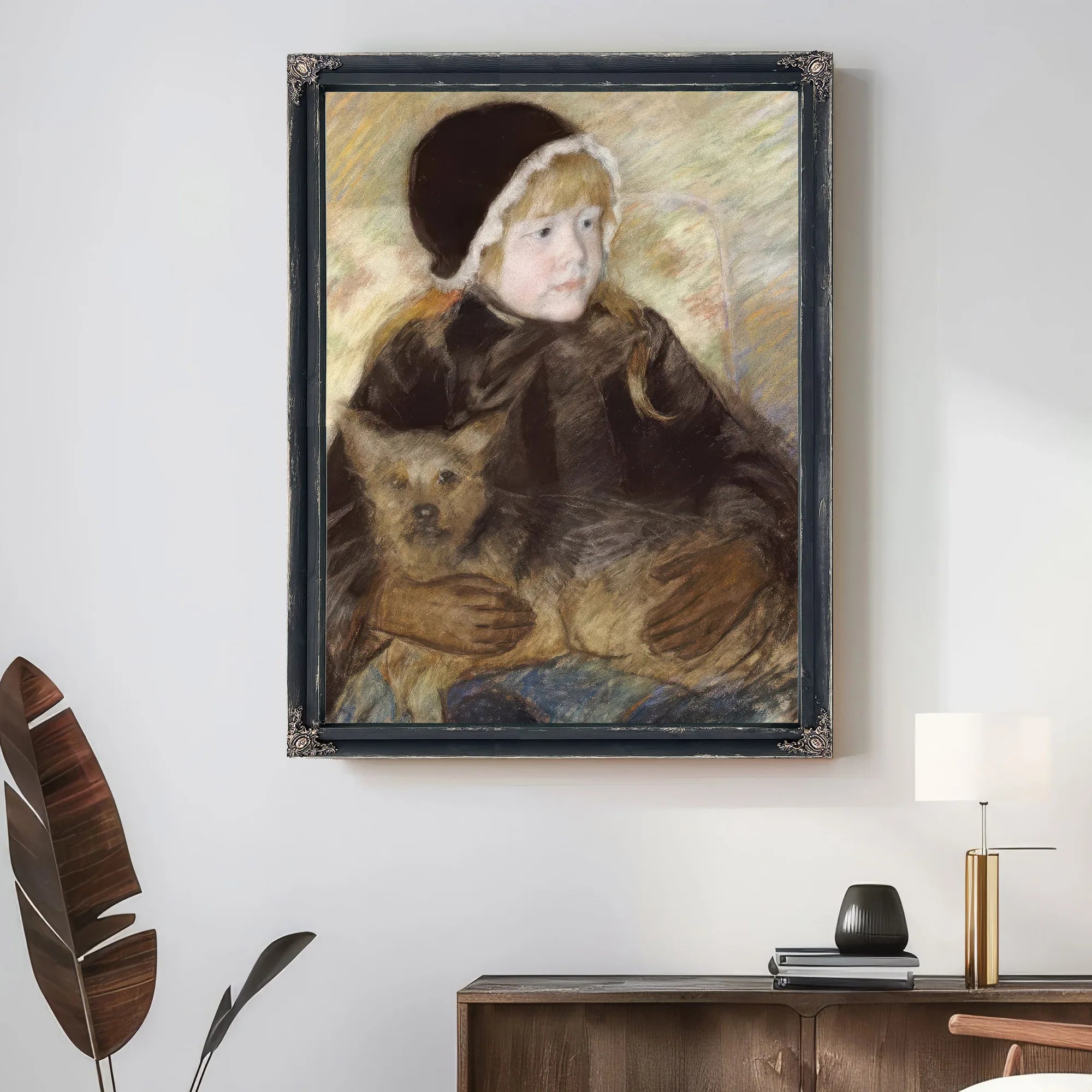 Elsie Cassat Holding A Big Dog By Mary Cassatt Fine Art Print