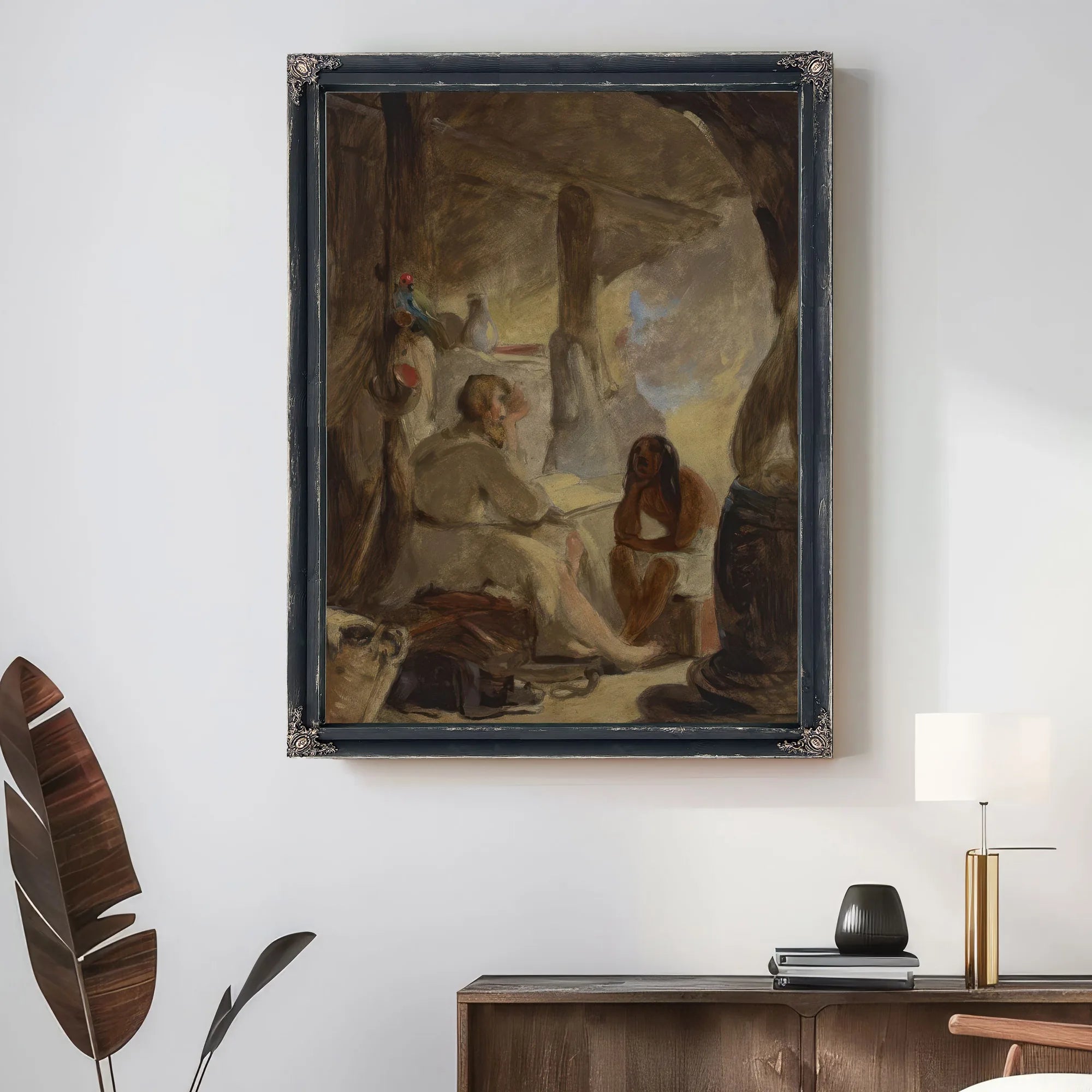 Robinson Crusoe And Friday In The Cave 1 By Thomas Sully Fine Art Print