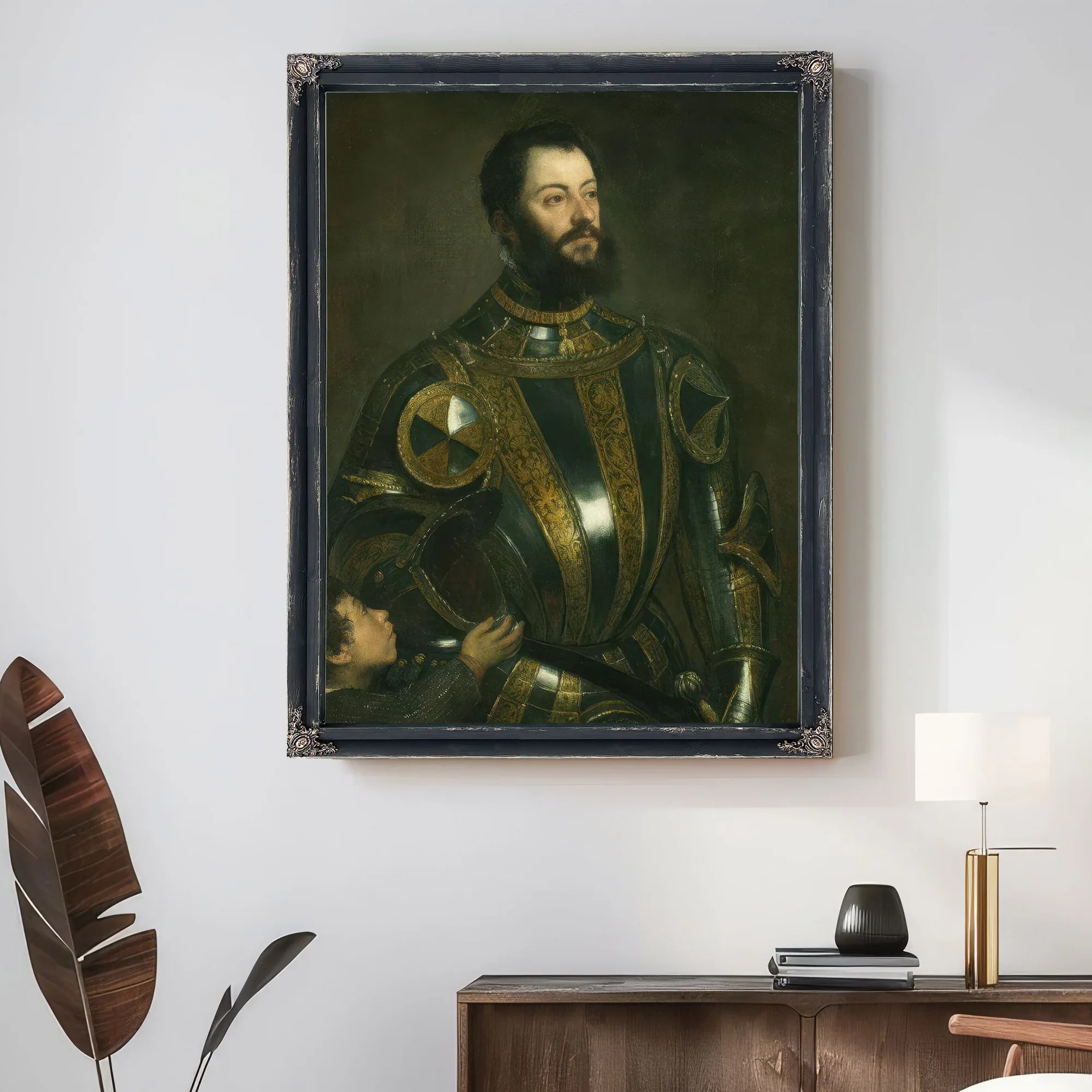Portrait Of Alfonso D'avalos Marchese Del Vasto In Armor With A Page By Titian Fine Art Print