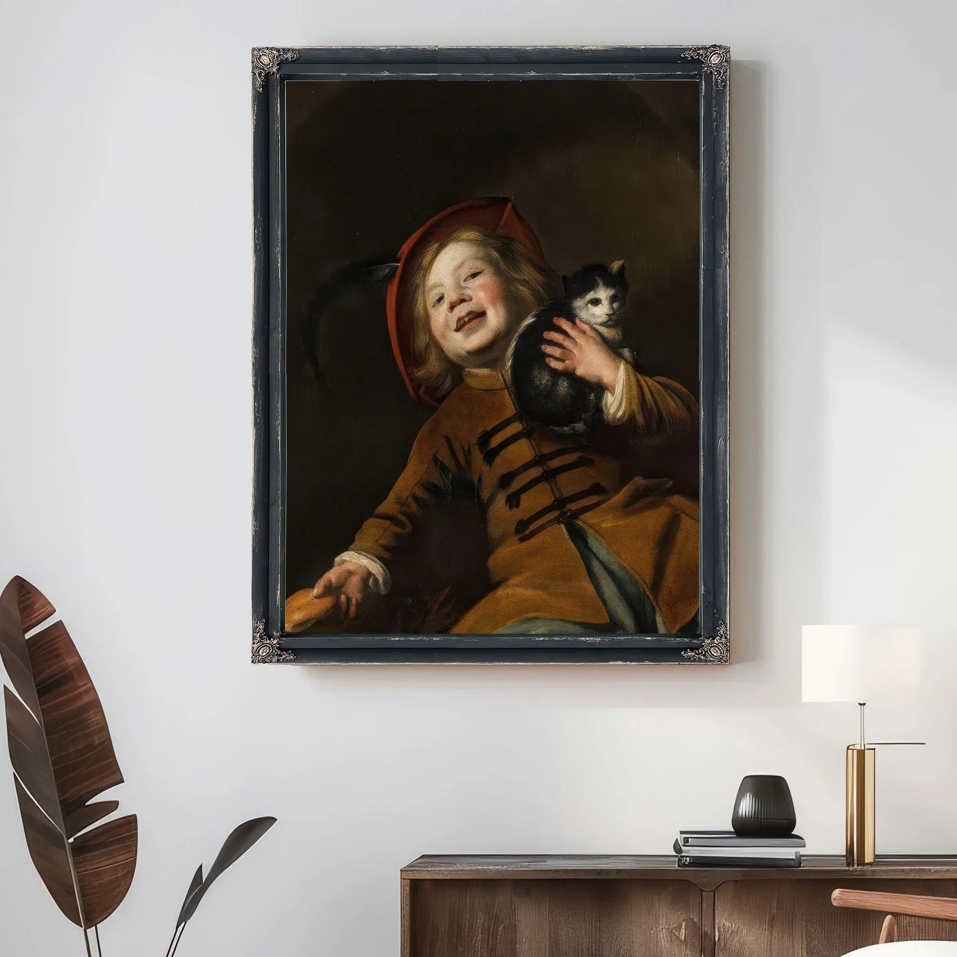 Boy With A Cat Red Hat And A Piece Of Bread 1630 By Judith Leyster Fine Art Print