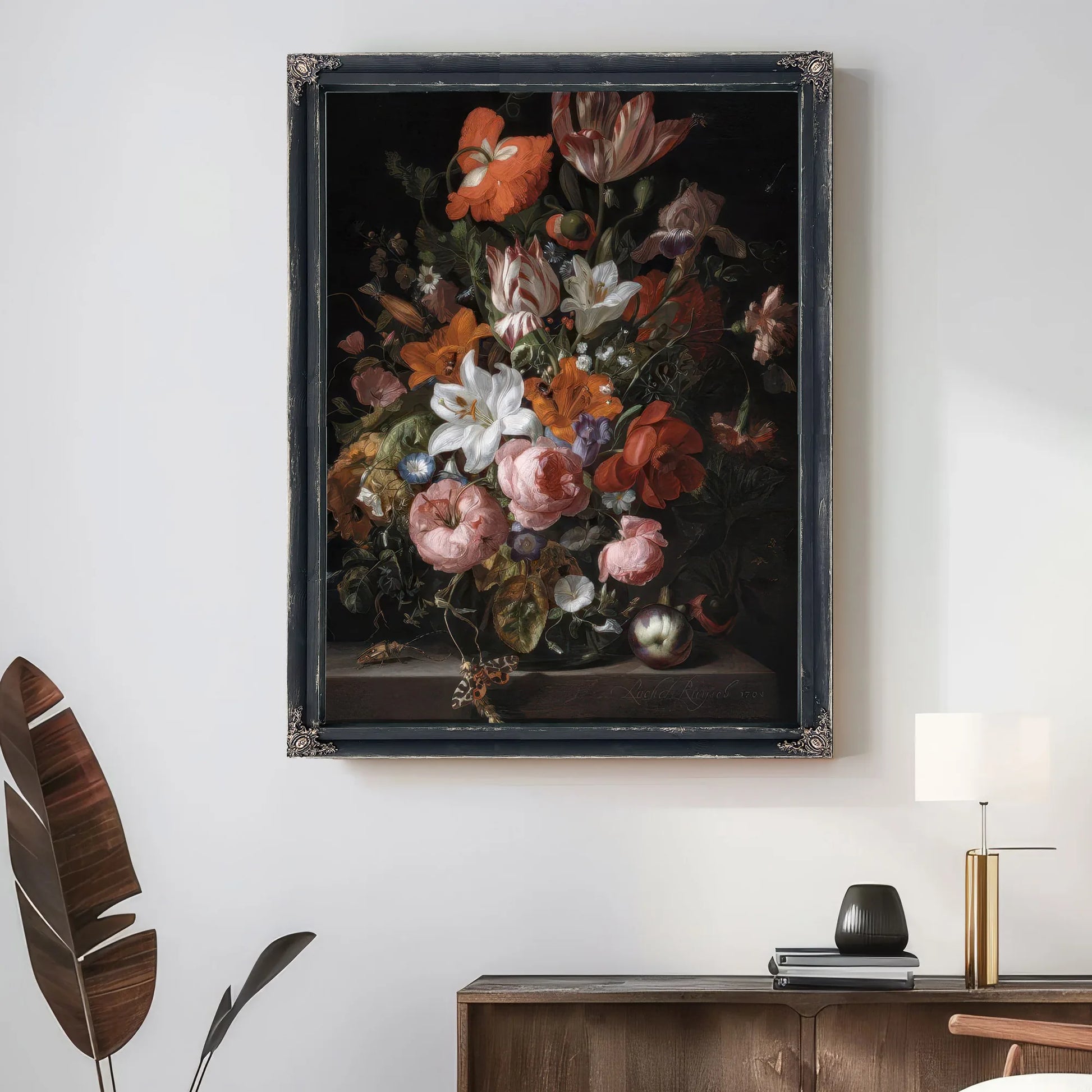 Flowers In A Glass Vase By Rachel Ruysch Fine Art Print