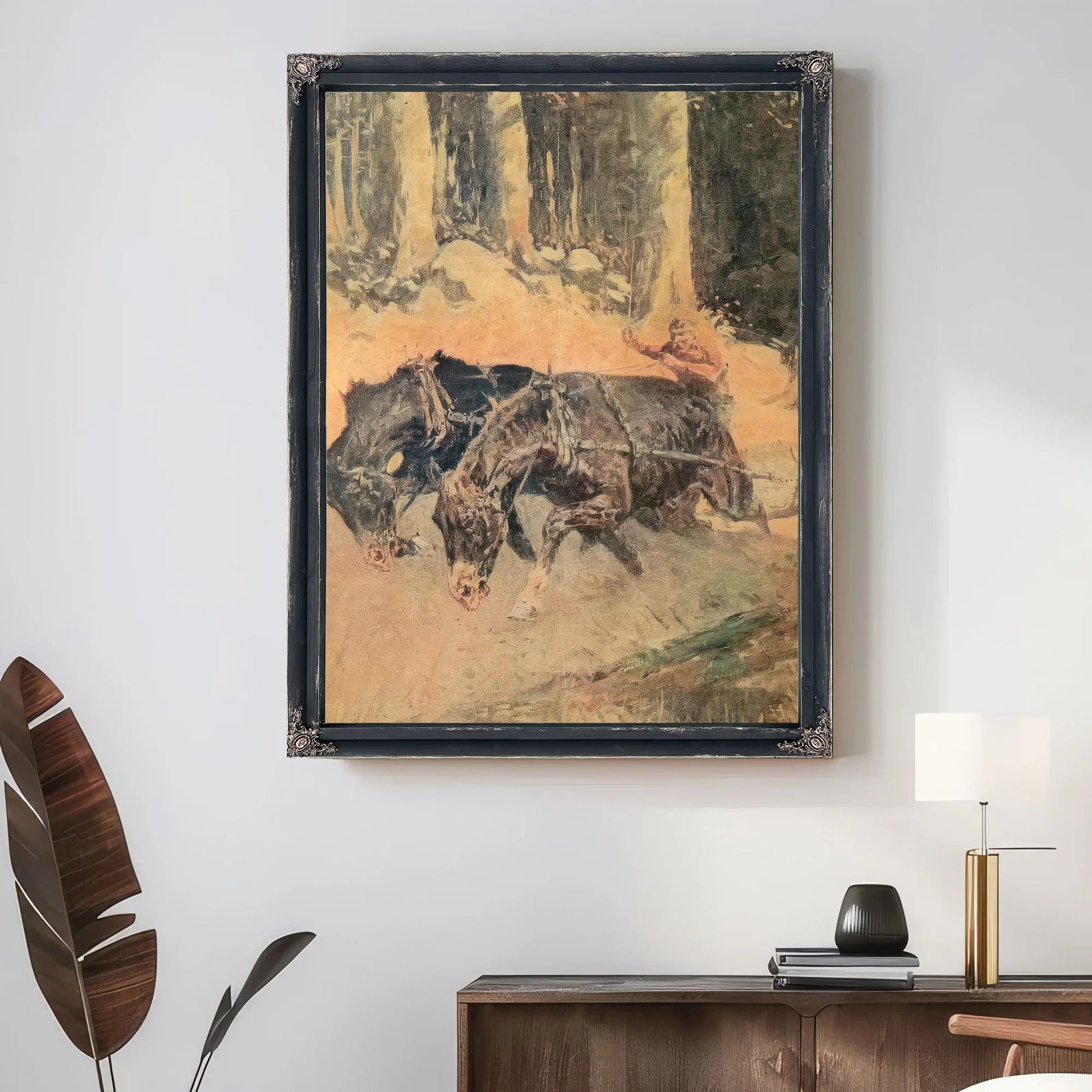 Snaking Logs To The Skidway By Frederic Remington Fine Art Print