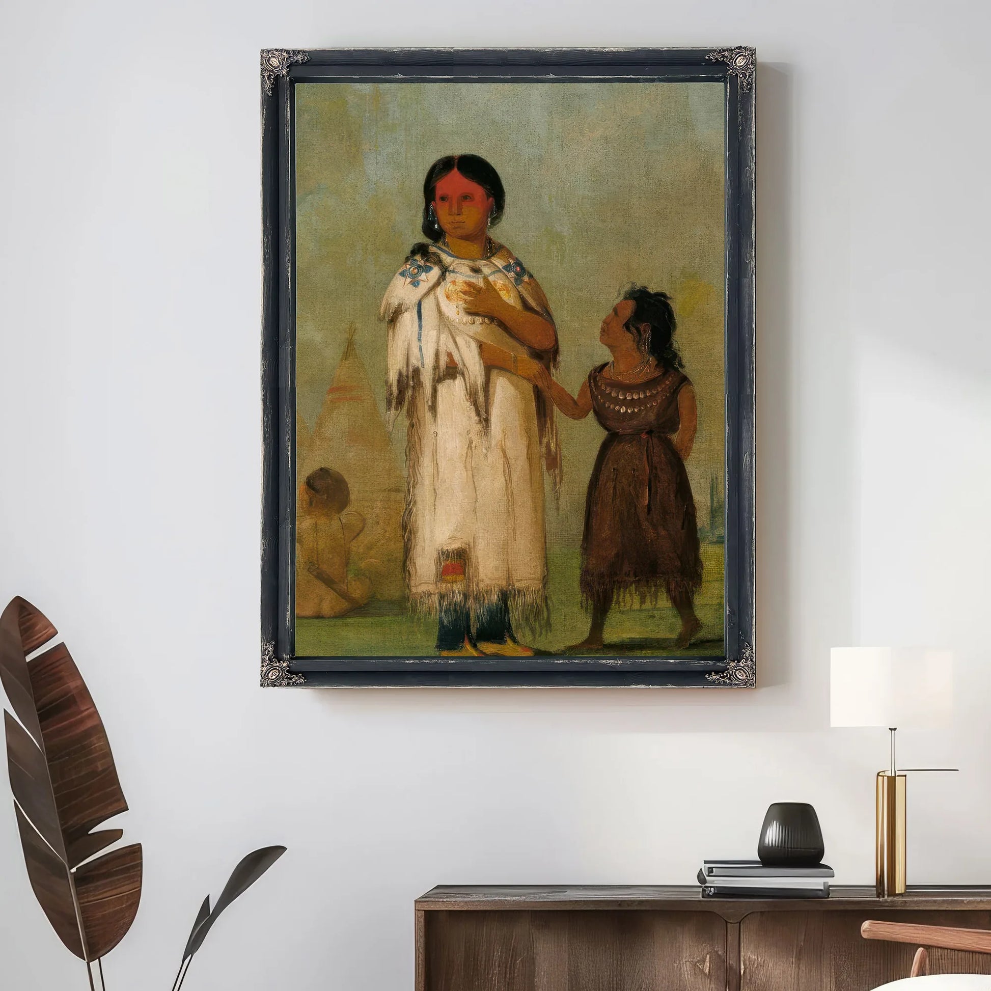 Assiniboin Woman And Child By George Catlin Fine Art Print