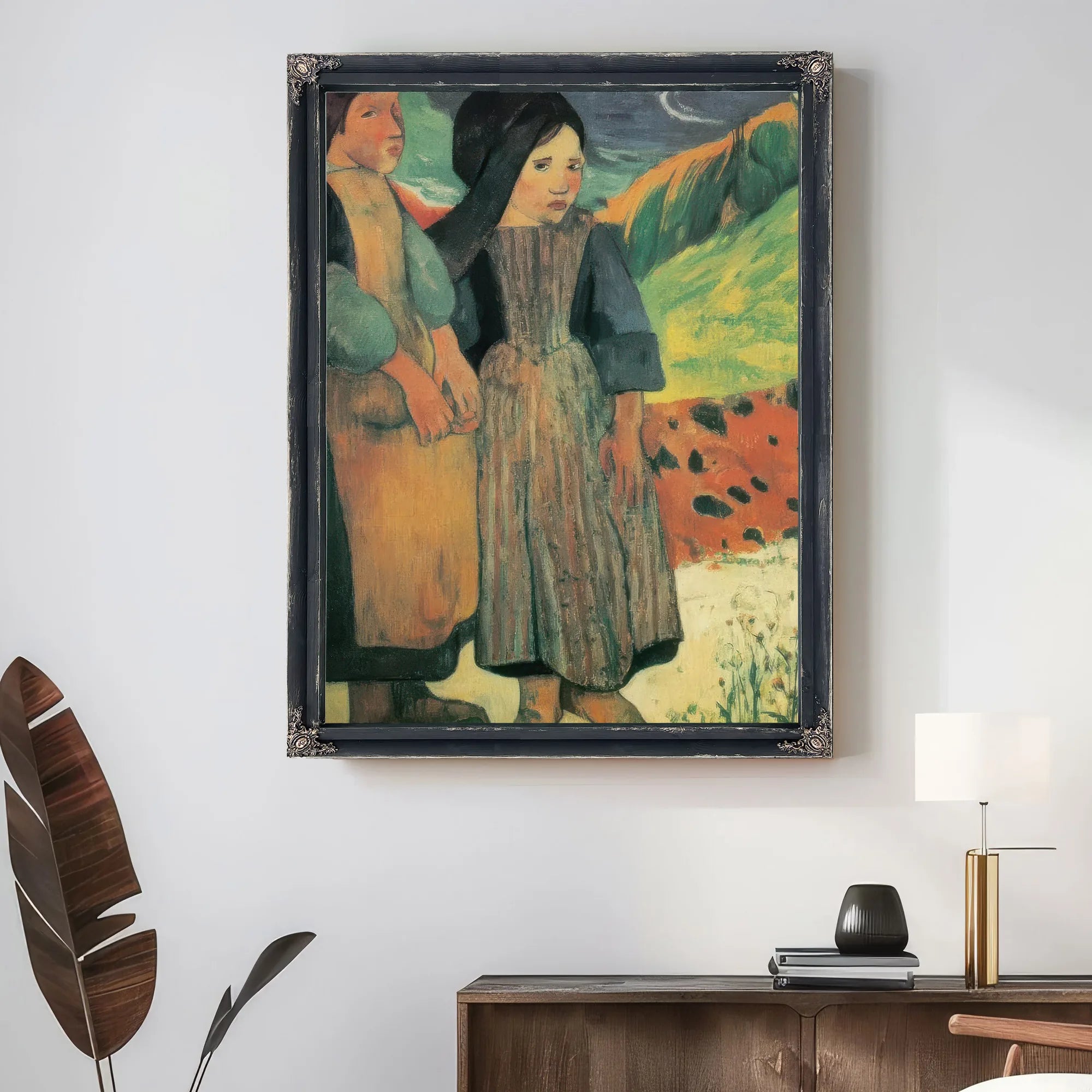 Breton Children On The Seaside By Paul Gauguin Fine Art Print