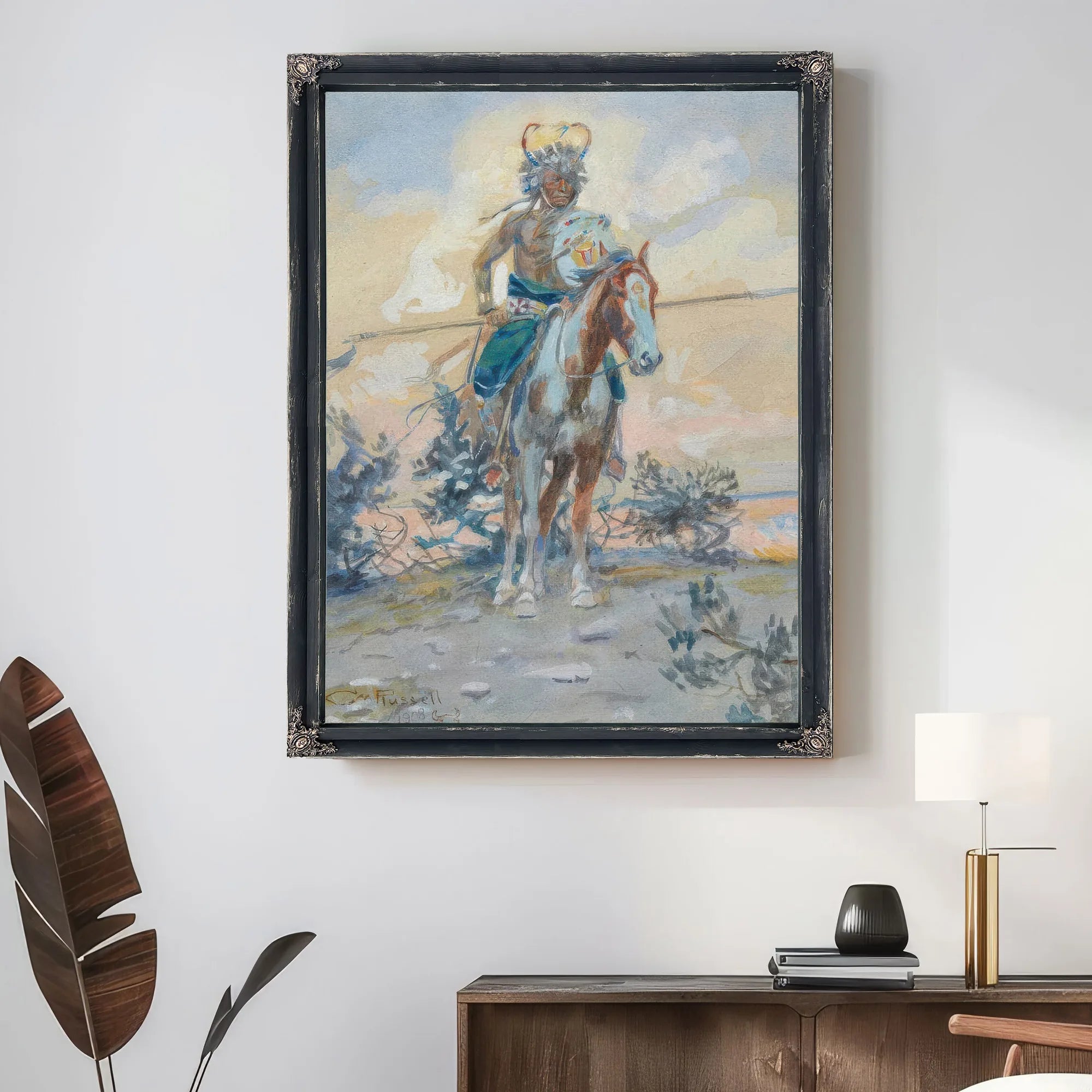 Cheyenne Warrior By Charles Marion Russell Fine Art Print