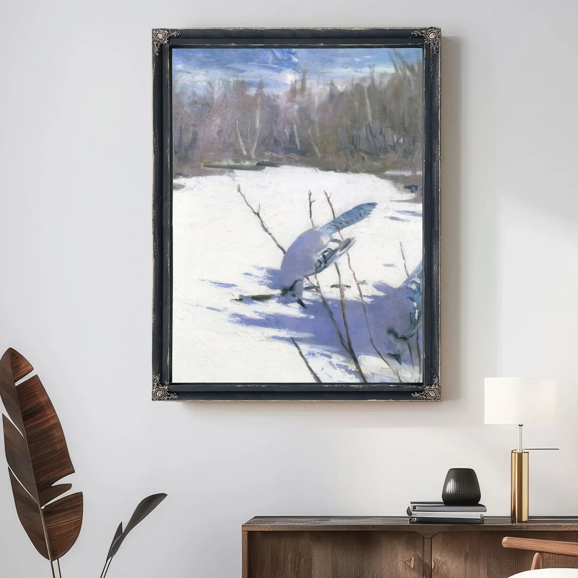 Blue Jays In Winter, Study For Book Concealing Coloration In The Animal Kingdom By Abbott Handerson Thayer Fine Art Print