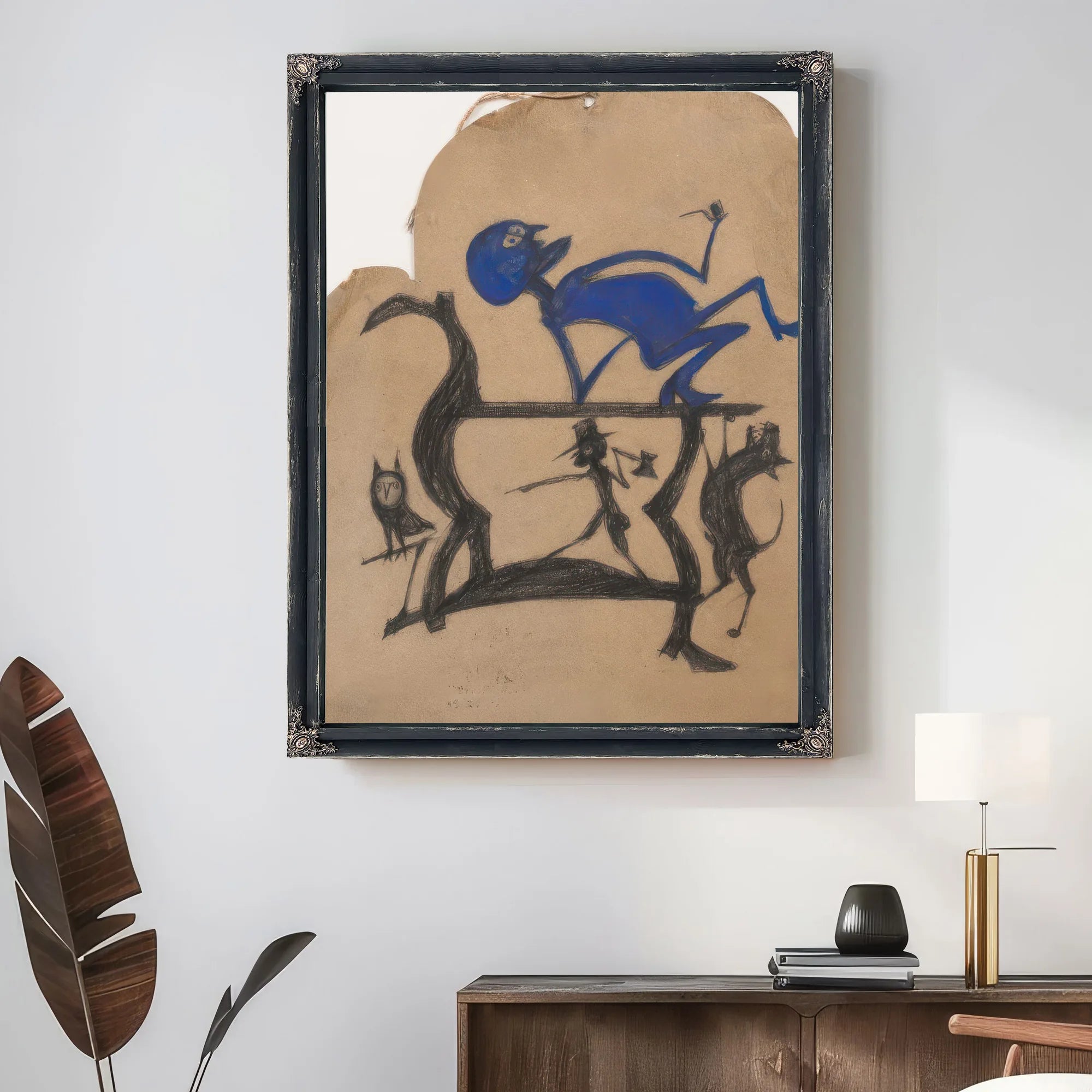 Untitled (Legs Construction With Blue Man), By Bill Traylor Fine Art Print
