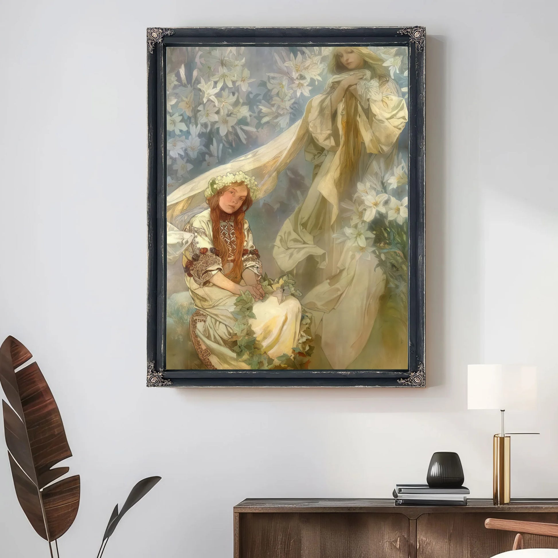 Madonna Of The Lilies By Alphonse Mucha Fine Art Print