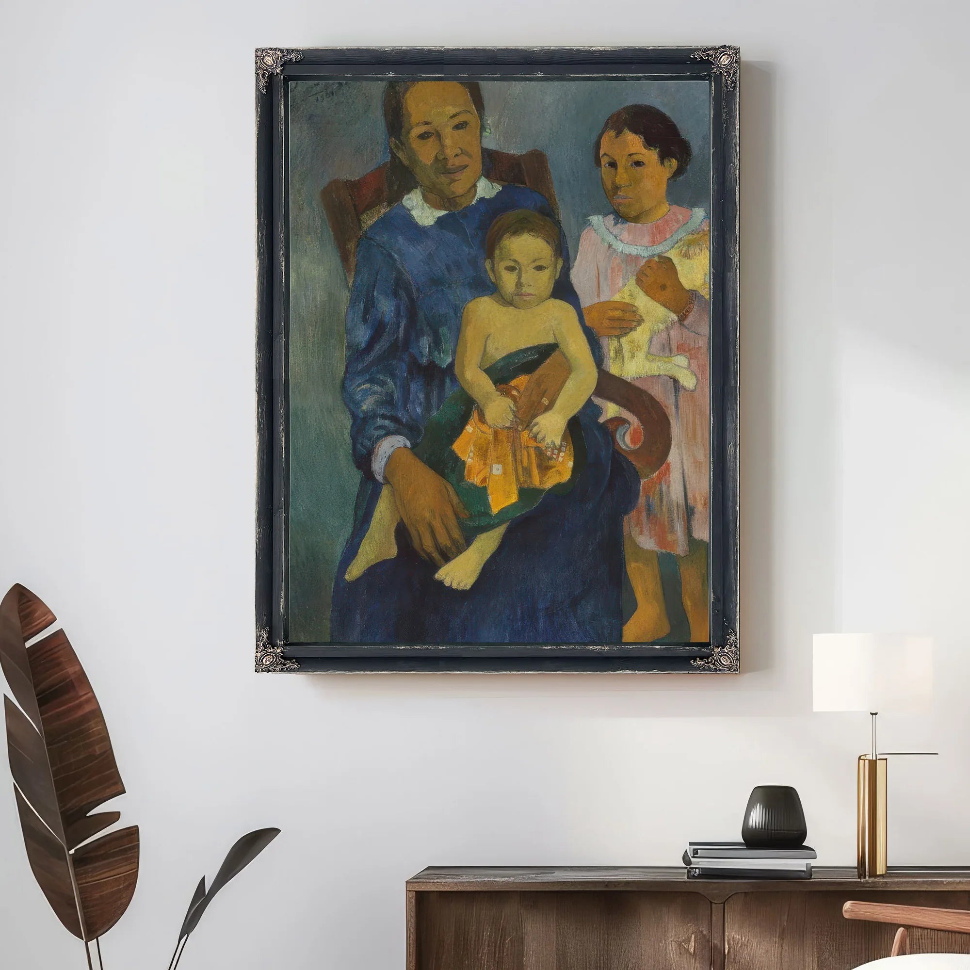 Polynesian Woman With Children By Paul Gauguin Fine Art Print