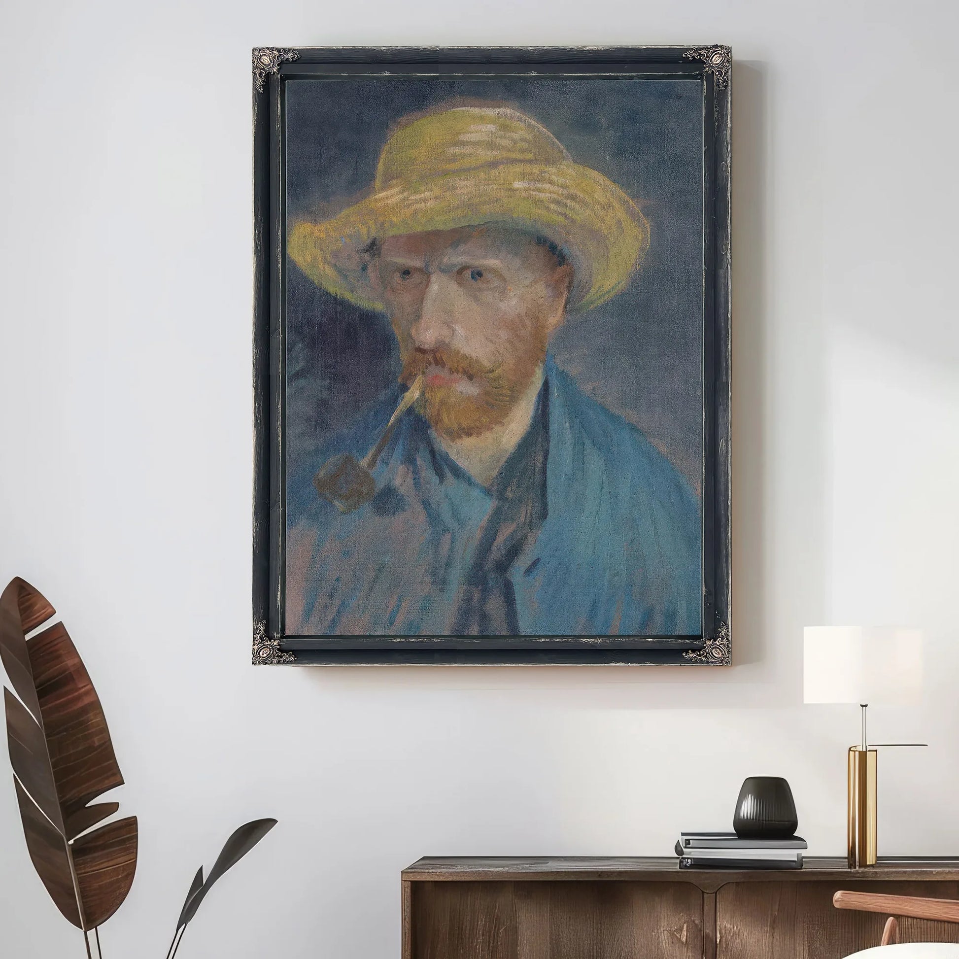 Self Portrait With Straw Hat And Pipe By Vincent Van Gogh Fine Art Print