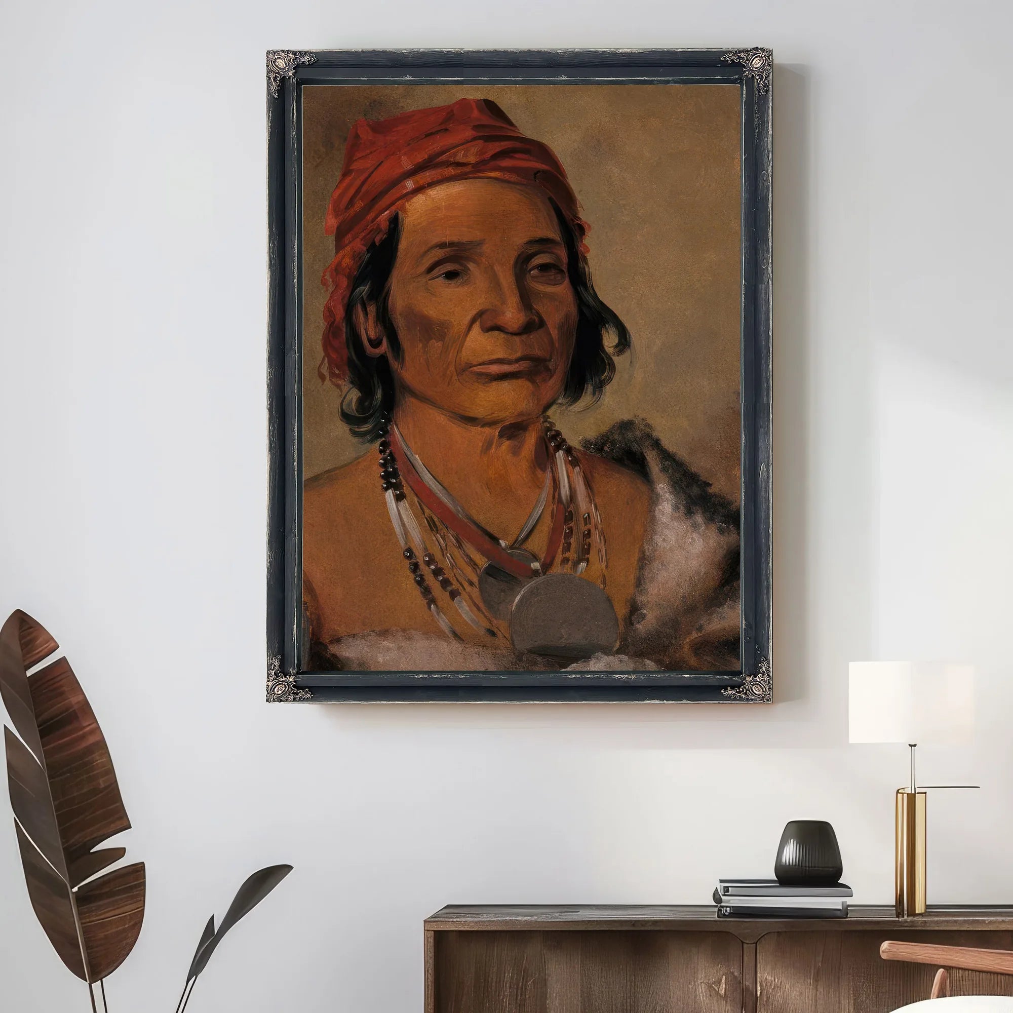 Deep Lake, An Old Chief By George Catlin Fine Art Print