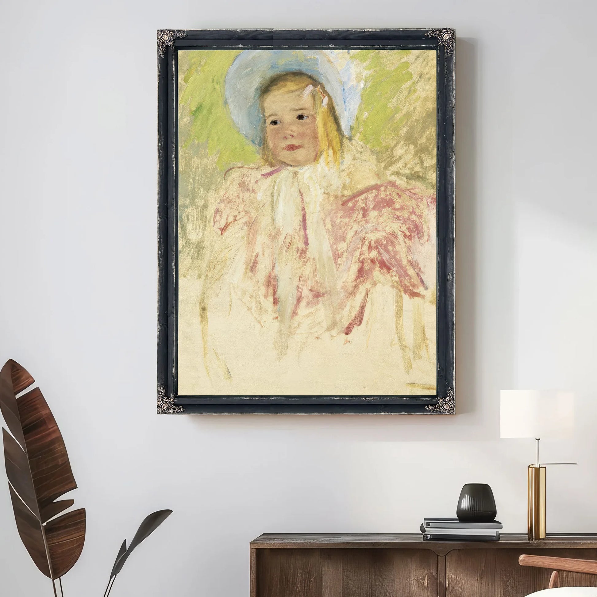 Simone In A Blue Bonnet (No. 1) By Mary Cassatt Fine Art Print