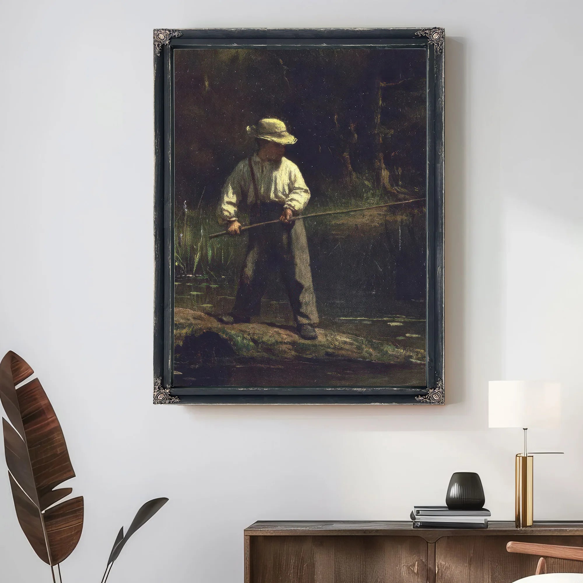 Boy Fishing By Eastman Johnson Fine Art Print